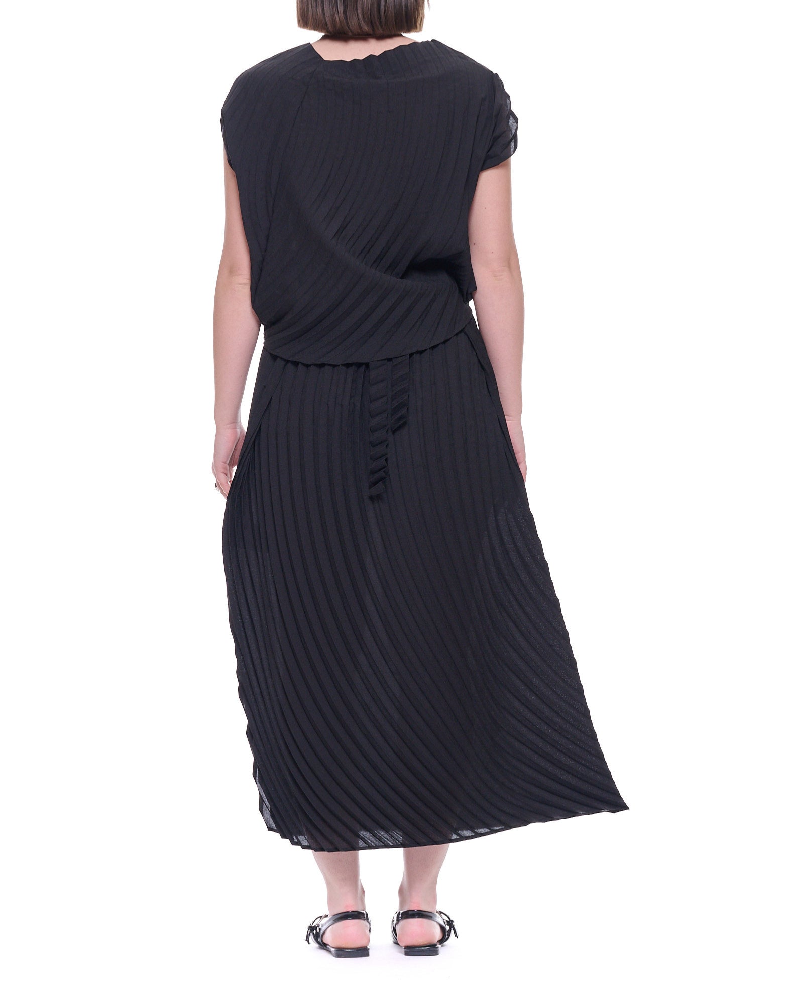 Meimeij Women’s Pleated Polyester Blouse, Black, Short Sleeve, Regular Fit E6/I/ M6EY02 100 BLACK