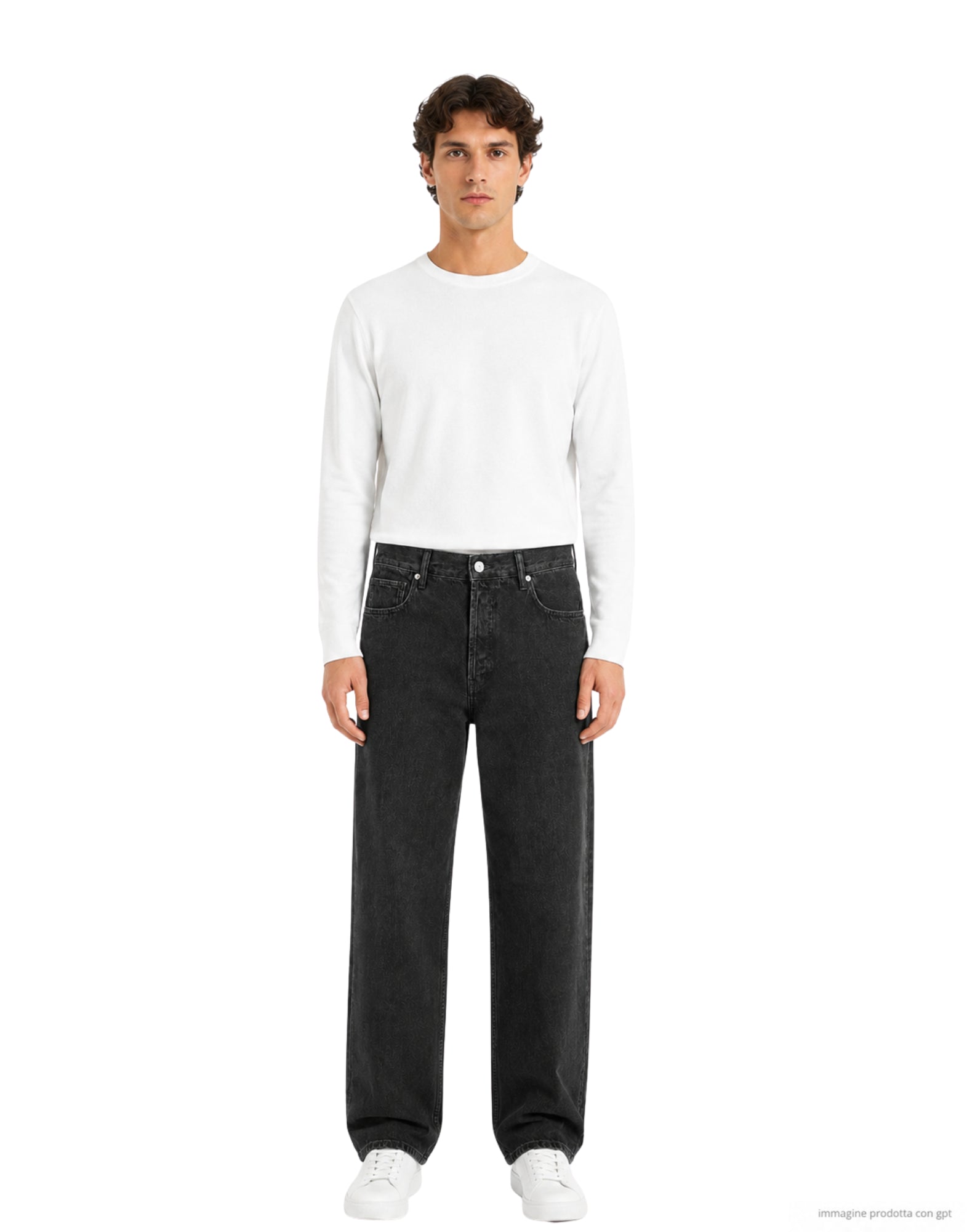 Pantaloni larghi Albert a 5 tasche, neri