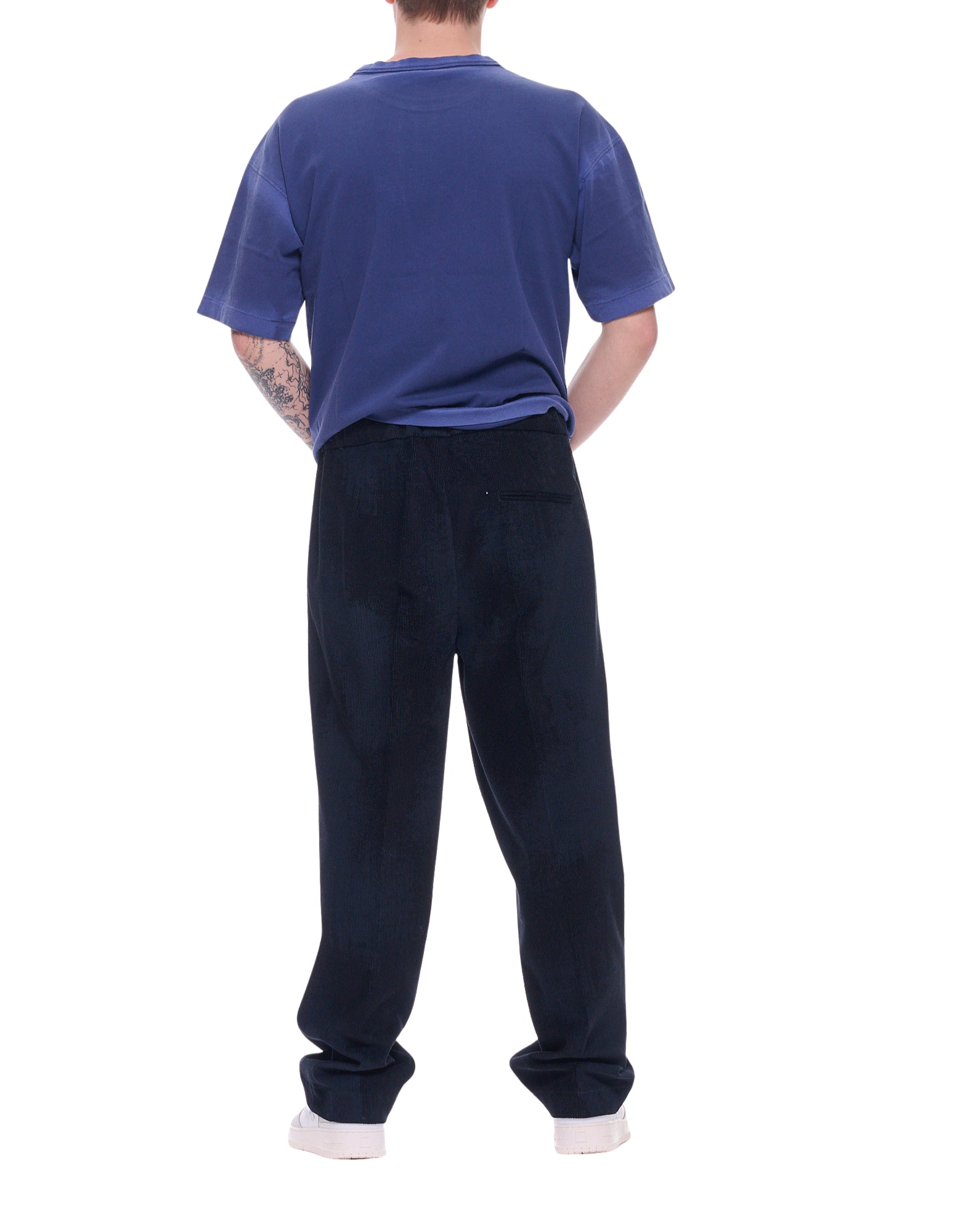 Costumain Men’s Cotton Pants Blue with Elastic Waist Z26 Z0011 PANAMA PARCEL BLUE-BLACK