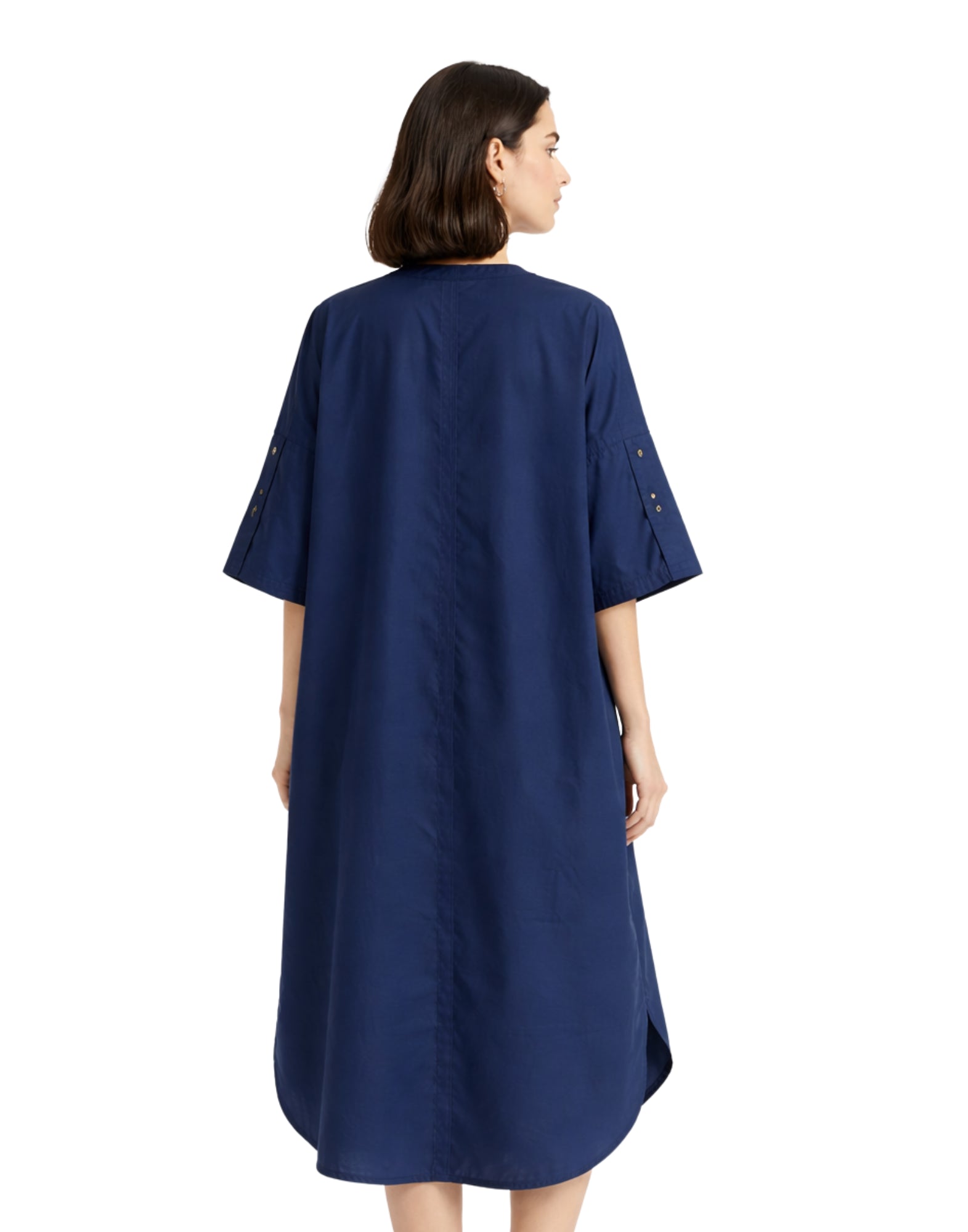 Pomandère Women’s Long Cotton Dress Navy Made in Italy 3314 11633 870
