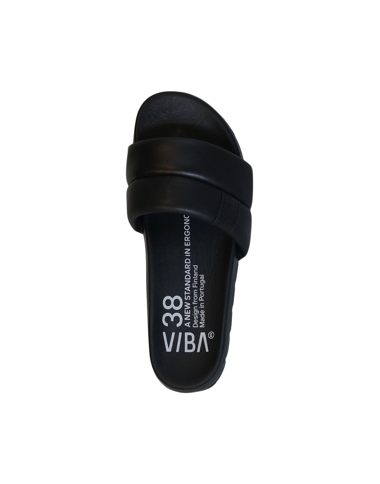 VIBAE Porto Leather Preto Black Unisex Leather Slides PORTOLPBB-37 BLACK