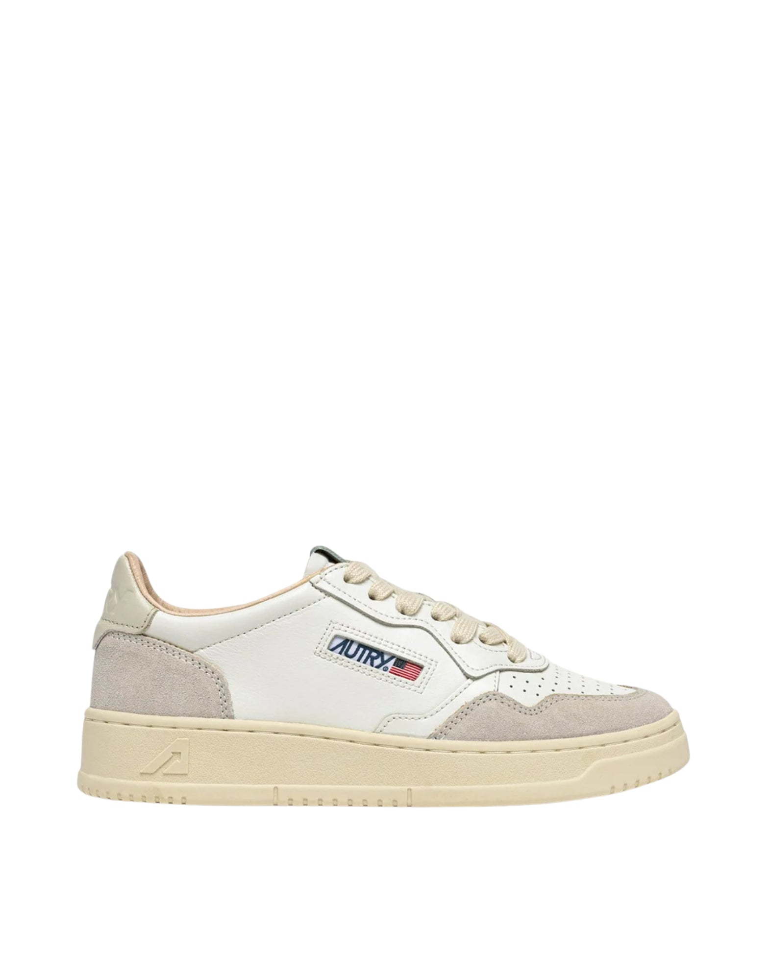 Autry Medalist Low Women’s Sneakers in Suede and White Leather Pelican AULW LS14 WHT/PELIC MEDALIST