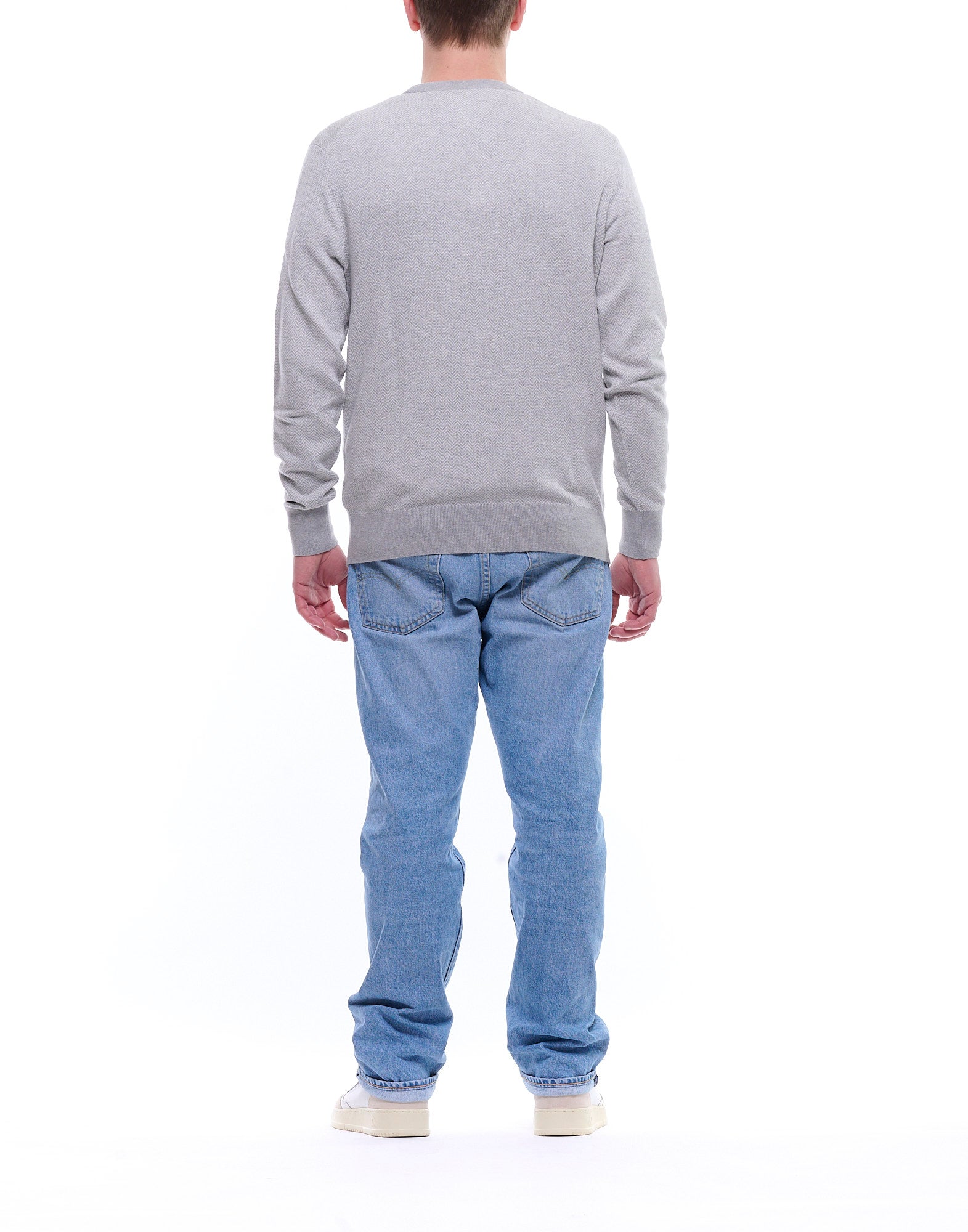 41319 0CU GREY HERRINGBONE CREW CASHMERE - Maglieria - TOMMY HILFIGER
