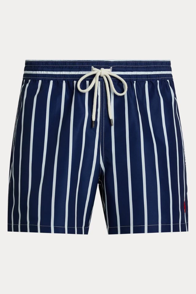 Polo Ralph Lauren Traveler Slim-Fit Striped Swim Trunks Navy Men’s 710975405001 SLF TRAVELLER STRIPED