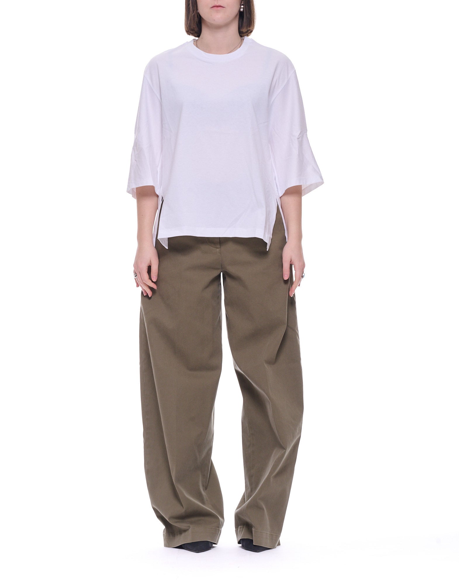 aboratorio White Oversized Crewneck T-Shirt in 100% Cotton,  Women’s JO4689 1000