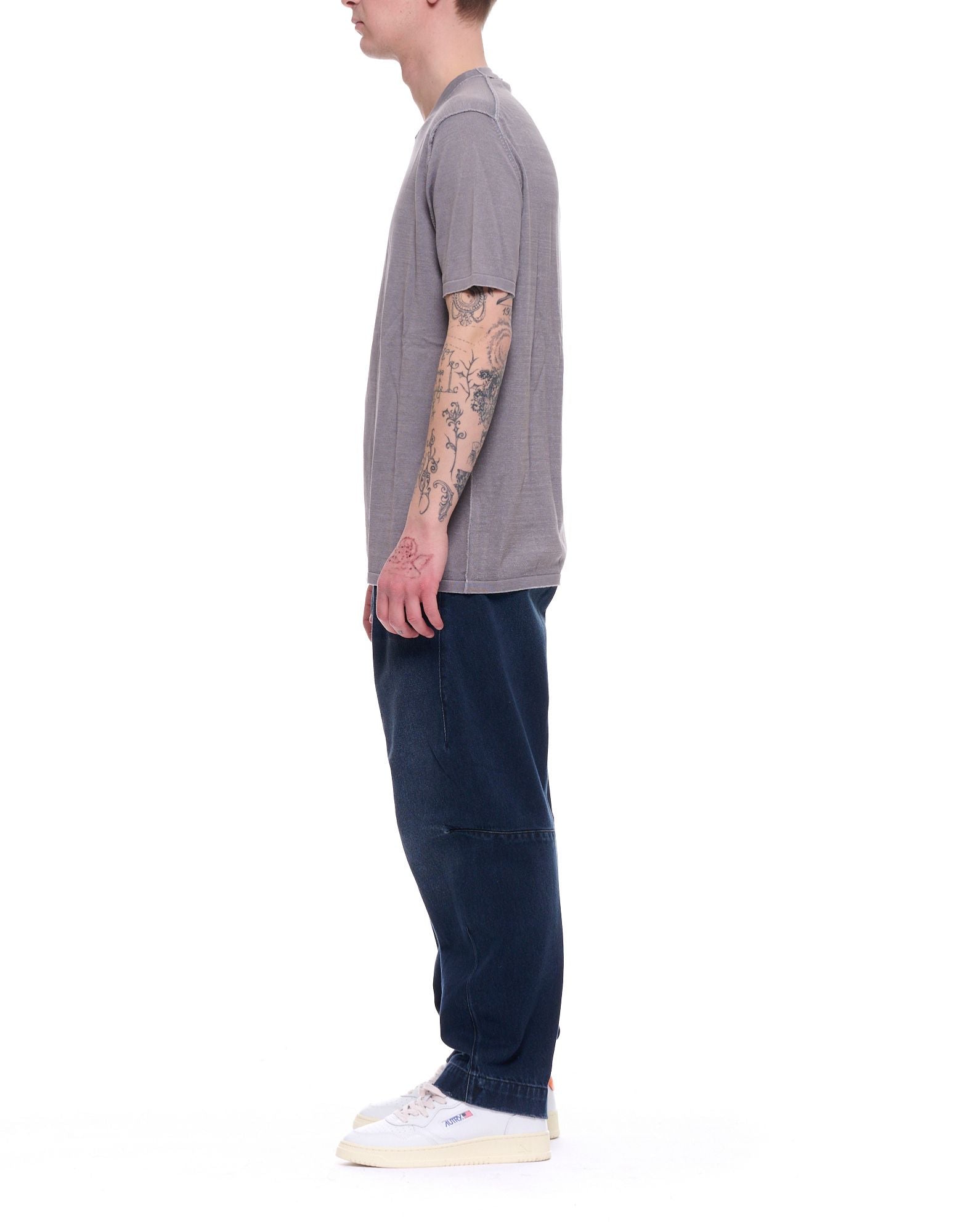 Fabrizio del Carlo Men’s Round Neck Cotton T-Shirt Grey Made in Italy FF3016 CC04-43 GREY