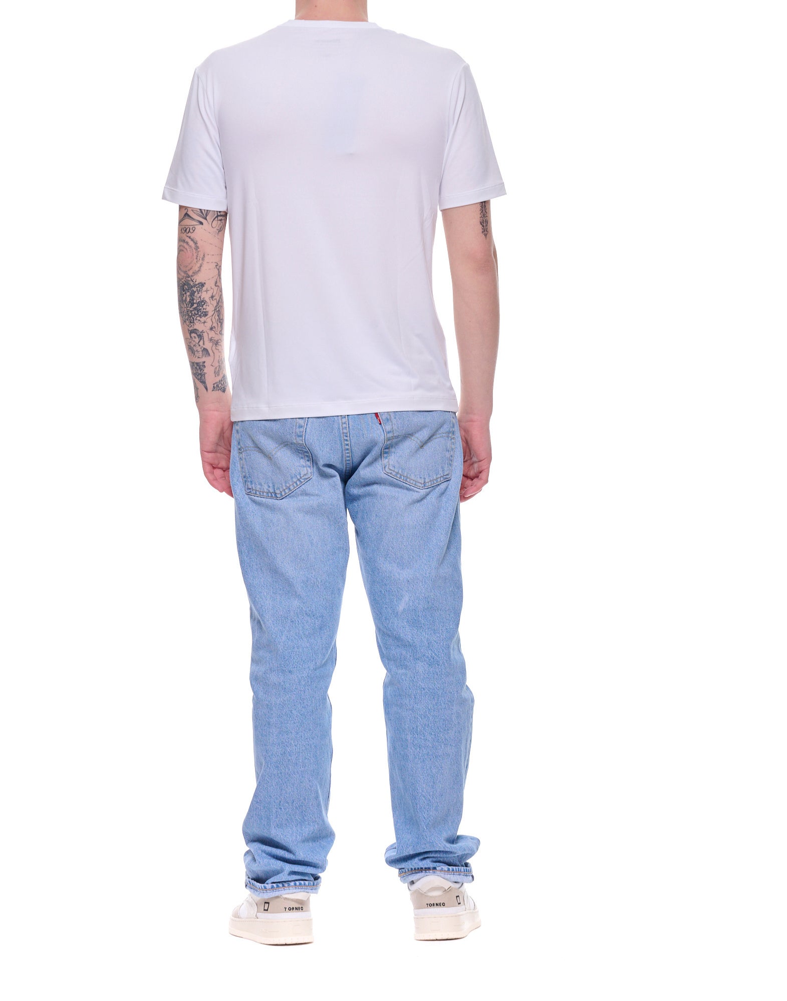 تي شيرت Blauer Jason Logo تي شيرت أبيض بصري قابل للتمدد للرجال بقصة ضيقة 26SBLUH02541-007608 100 JASON