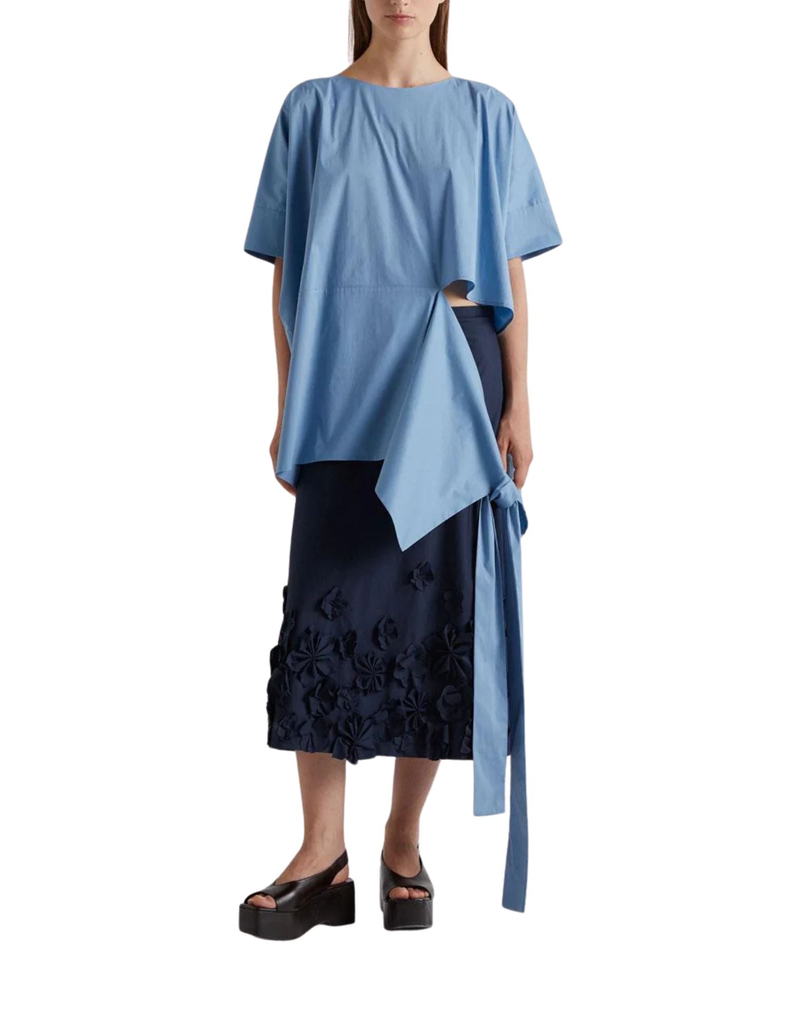 Meimeij Jasper Tie Blouse Cotton Blend Women E6/I/M6EB17 887 BLU JASPER