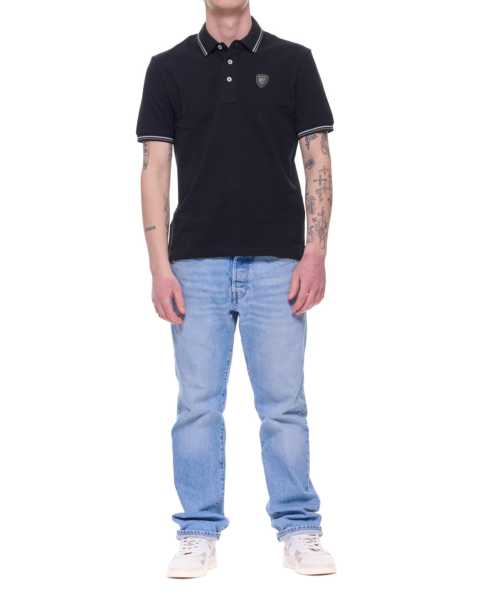 Blauer Polo en coton Agassis avec liseré contrasté – Noir Homme 26SBLUT02293-006801 999