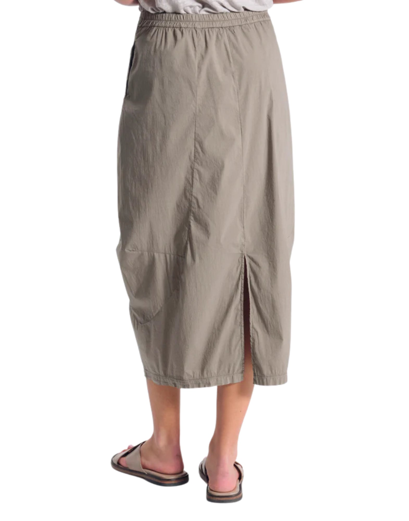 Transit Jupe Midi Femme en Coton Stretch Taupe avec Fente Avant Fabriquée en Italie CFDTRCM226 TAUPE