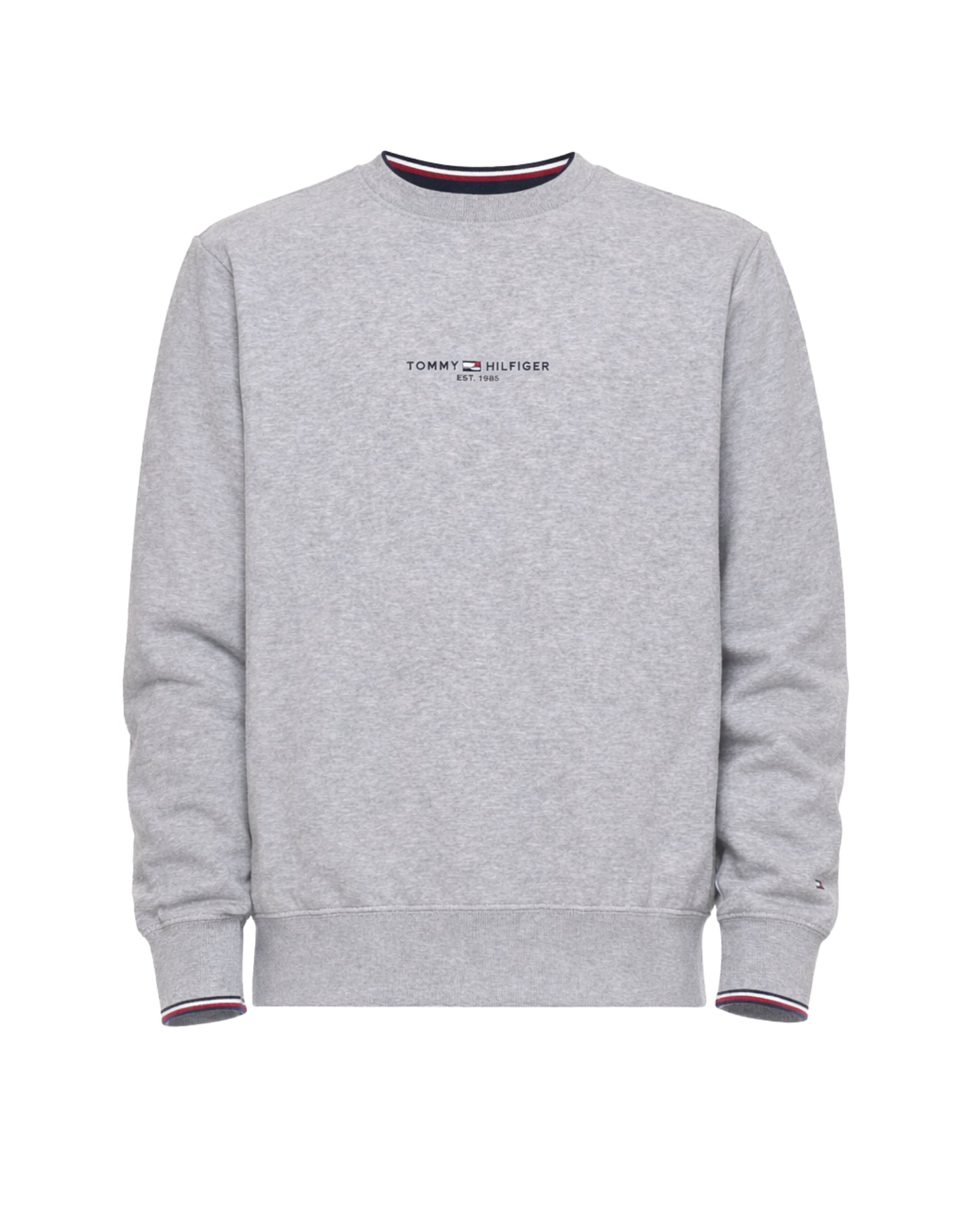 Tommy Hilfiger Men’s Crewneck Cotton Sweatshirt Light Grey 33639 P01 GREY LOGO TIPPED SWEATER