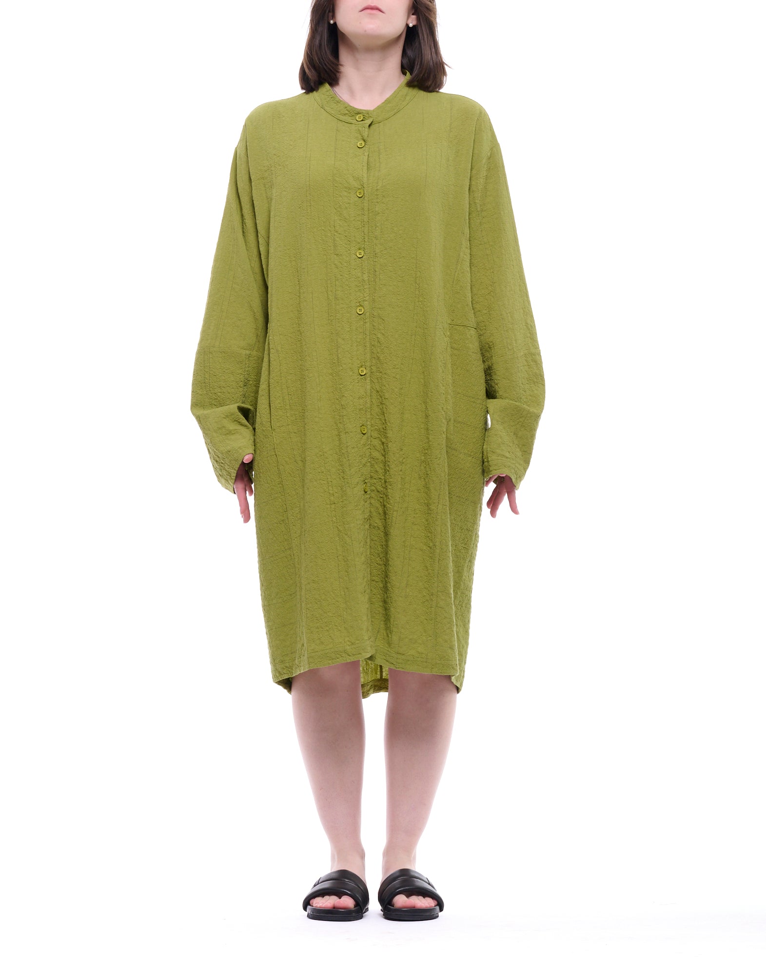 Transit Olive Long Button-Front Dress CFDTRCB114 23 OLIVE