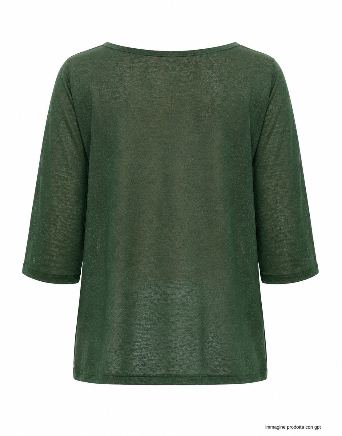 Aragona Top de lino con cuello barco en verde primavera oscuro D3369TP 845 GREEN