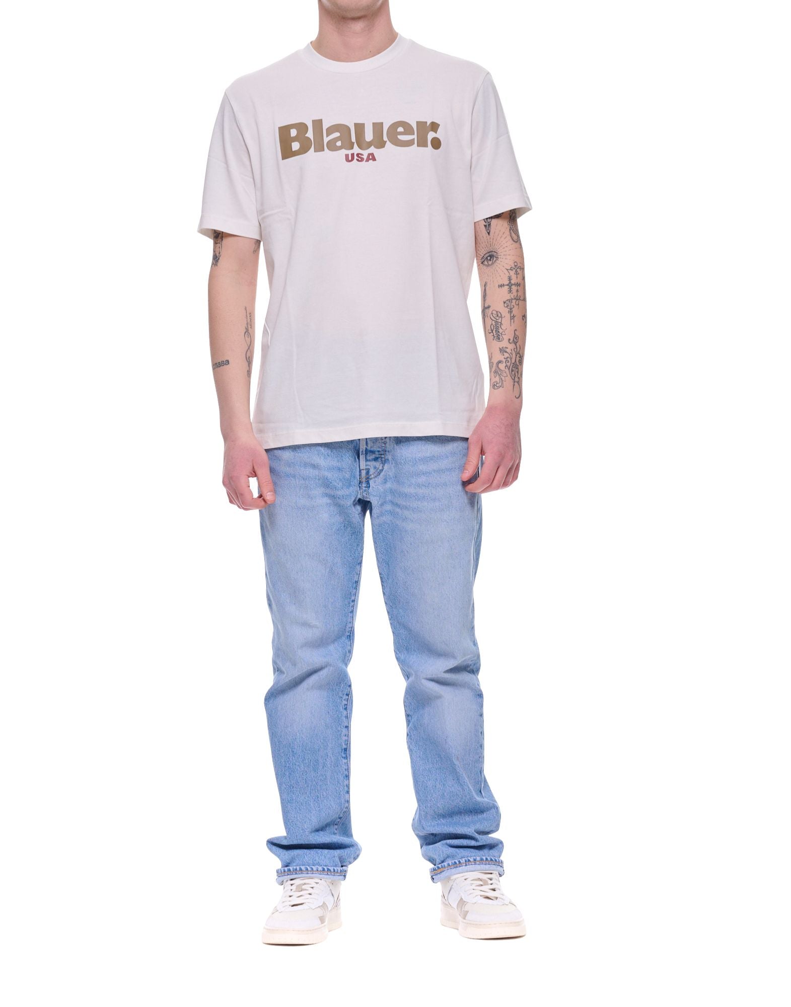 Blauer Ernst Logo Cotton T-Shirt Snow White Men’s 26SBLUH02299-007439 102