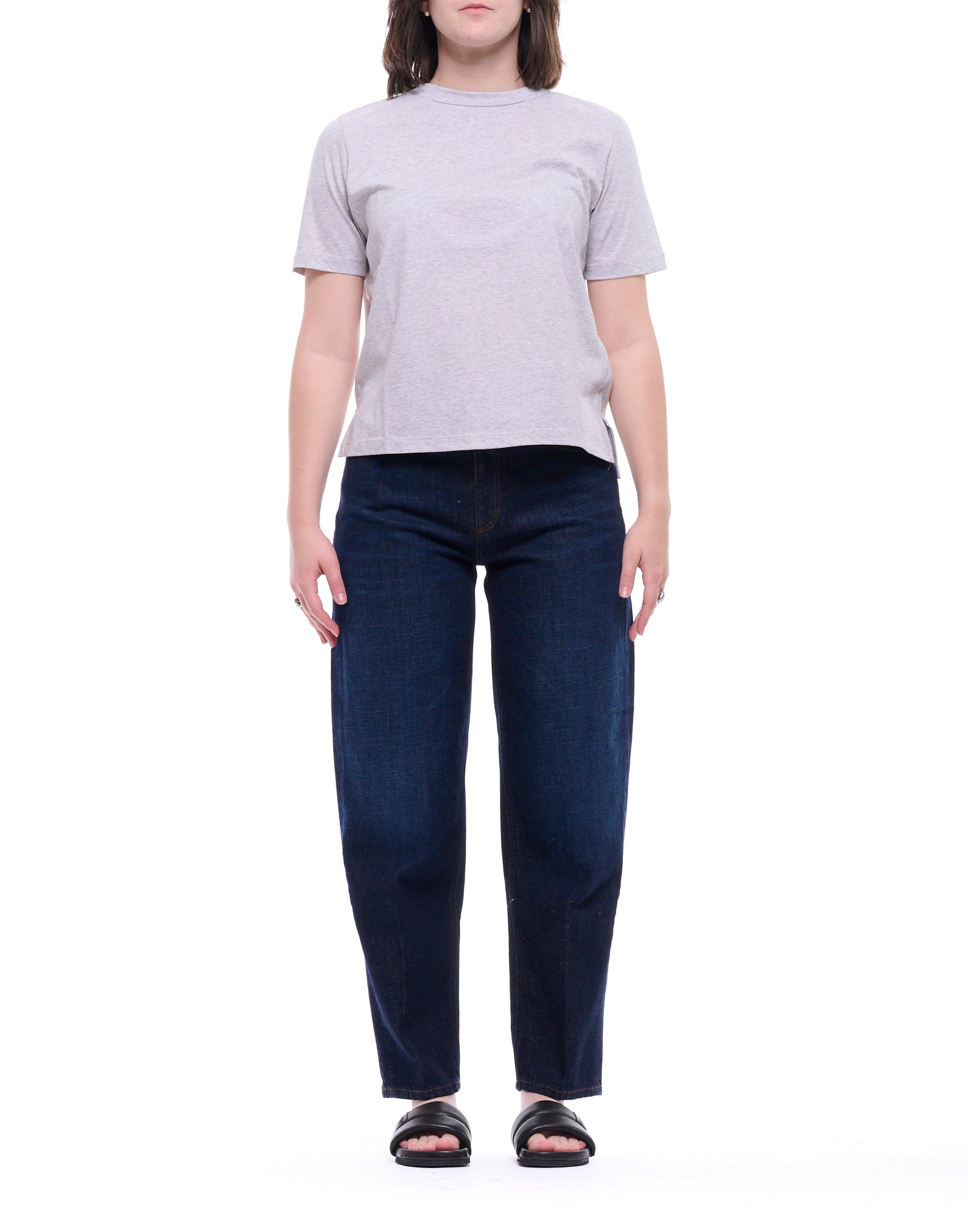 ARAGONA Mujer Basic Camiseta de Algodón Gris Nieve D3352TP 450 GRIGIO NEVE