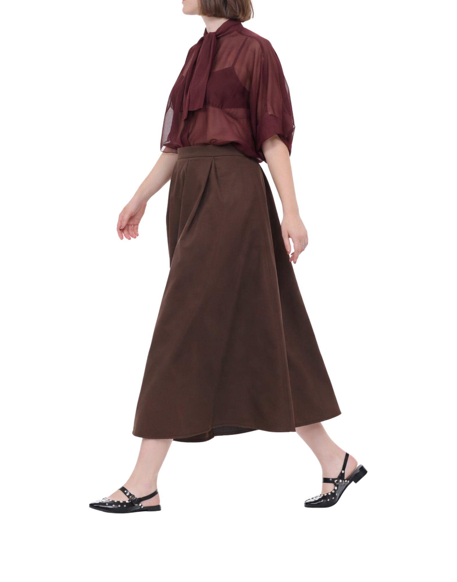 Hira Women’s Brown Bonded Skirt in Cotton Blend Made in Italy W329 010