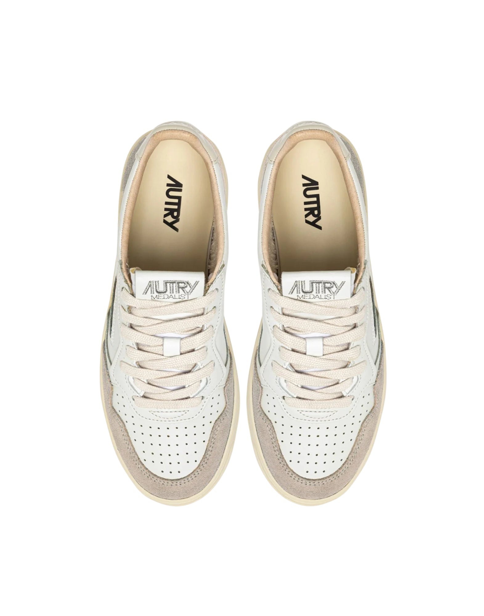 Autry Medalist Low Women’s Sneakers in Suede and White Leather Pelican AULW LS14 WHT/PELIC MEDALIST