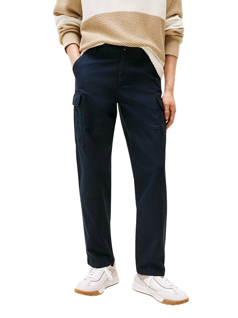 Pants man MW0MW38860DCC LINEN CARGO PANT CARBON NAVY TOMMY HILFIGER