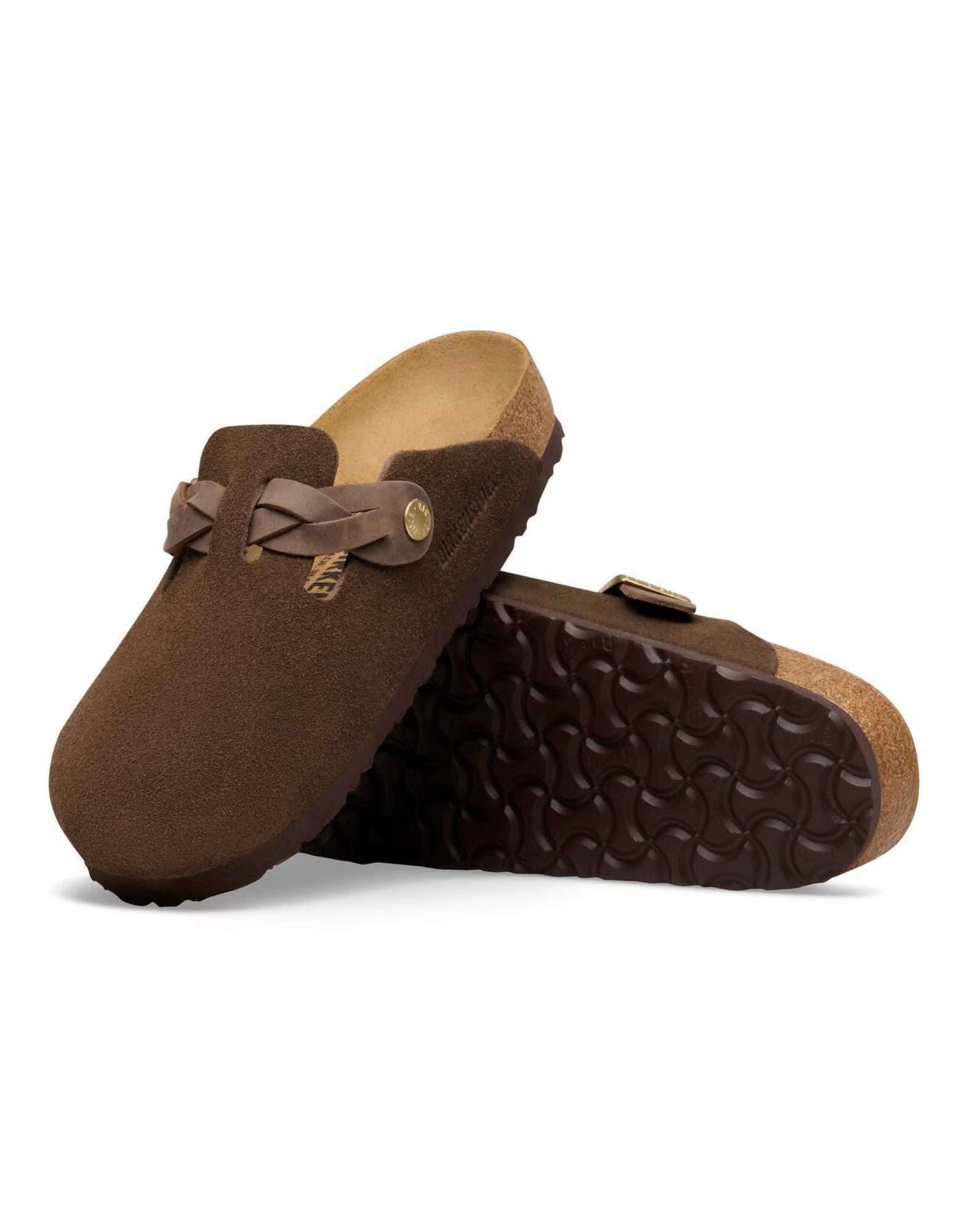 Zueco Birkenstock Boston de piel de ante trenzado en Carafe 1031716 CARAFE BOSTON BRAIDED
