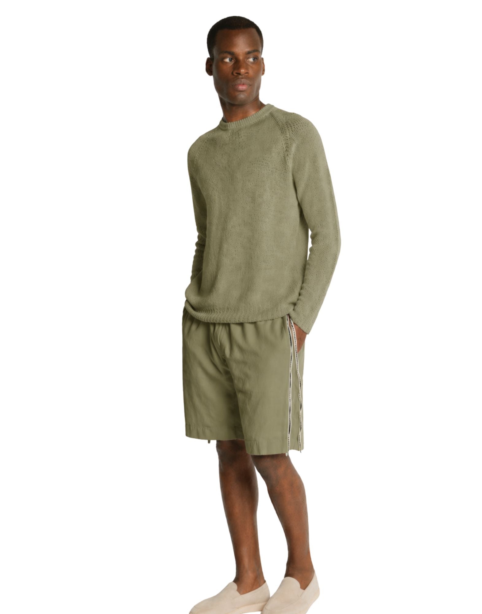 Origin of Line Olive Raglan Hemp Knit Made in Italy S26V03 05 OLIVA RAGLAN