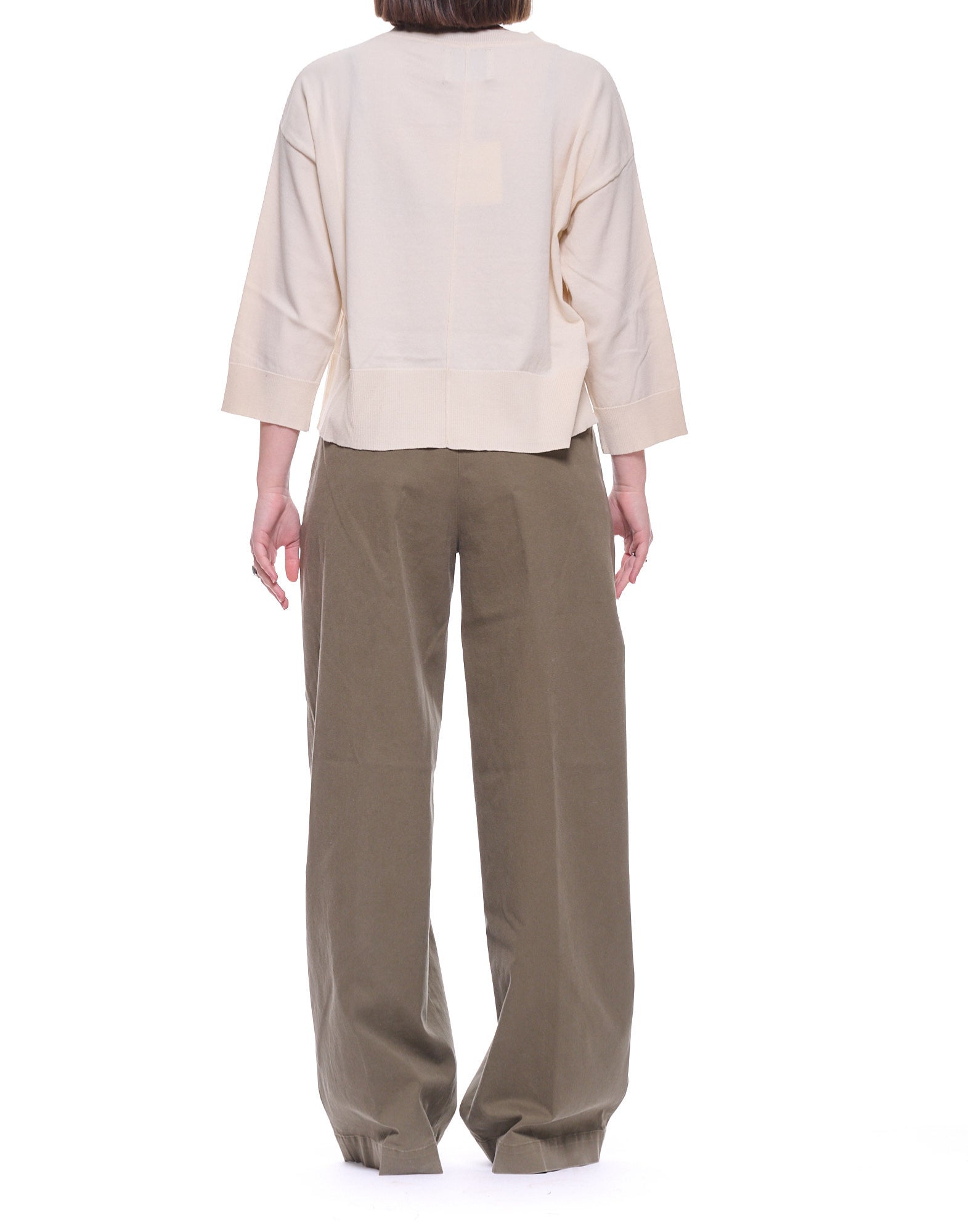 Laboratorio Soft Cotton Crewneck Knit 100% Cotton Ecru Women’s Relaxed Fit JO4605 1004