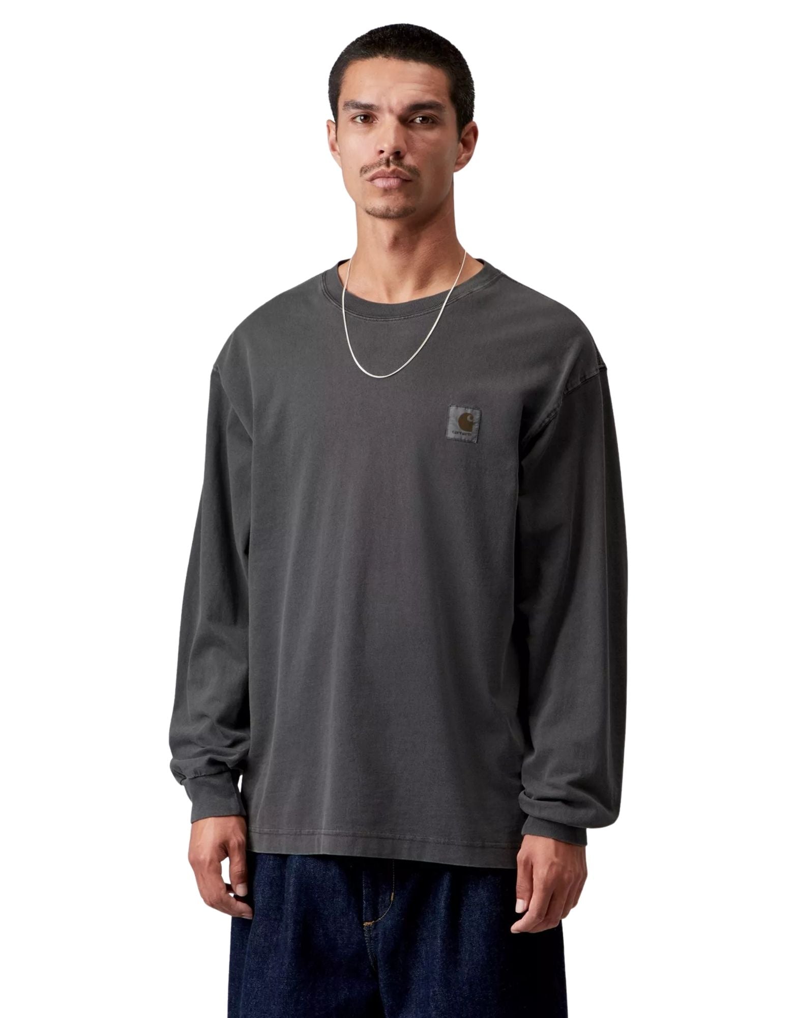 L/S Vista T-Shirt, schwarz, stückgefärbt