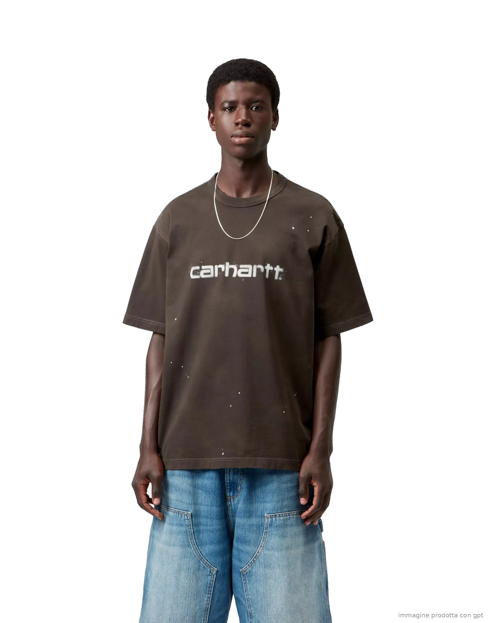 Painter T-Shirt Tobacco destroy wash, splatter
