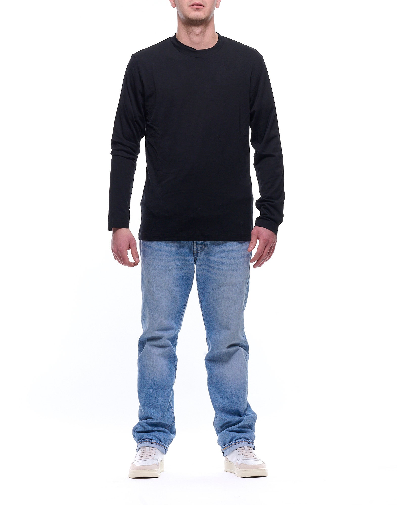 AUT-25 P002 BLACK WOOL T-SHRT - T-Shirt e Polo - Albeni 1905