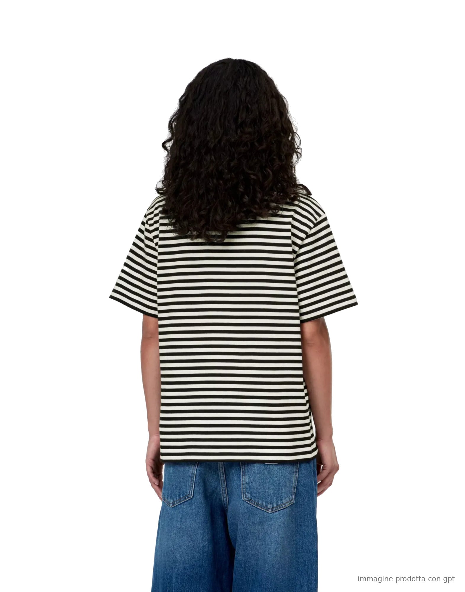 W' S/S Essy T-Shirt Essy Stripe, Black/Wax