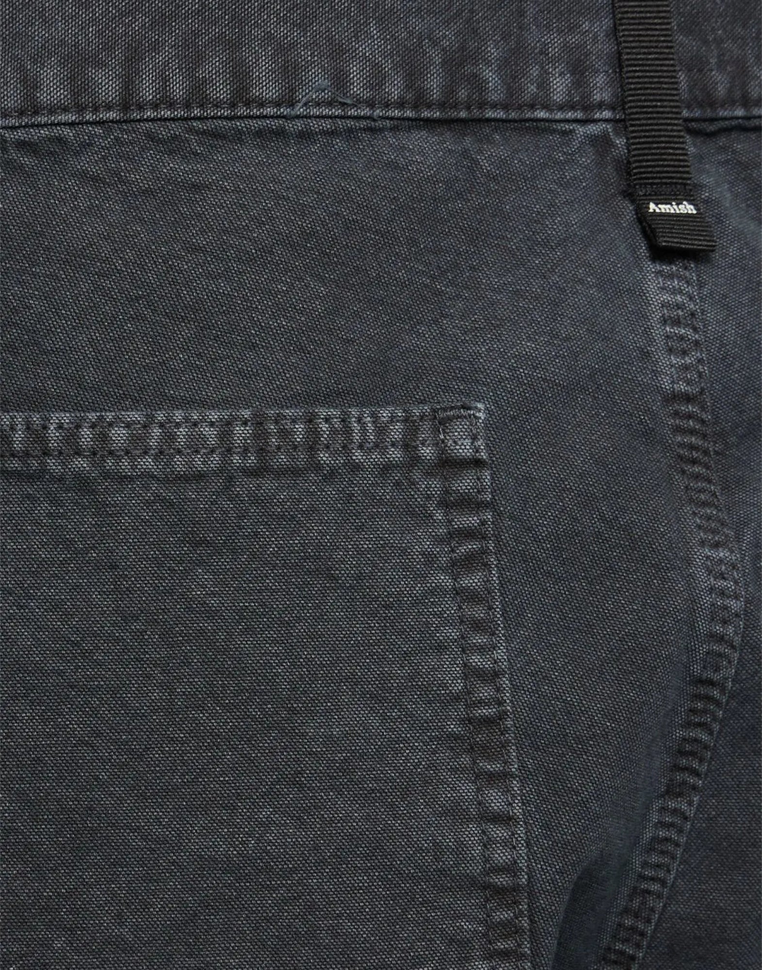 Short man SUPER KNEE CANVAS WASHED BLACK Amish