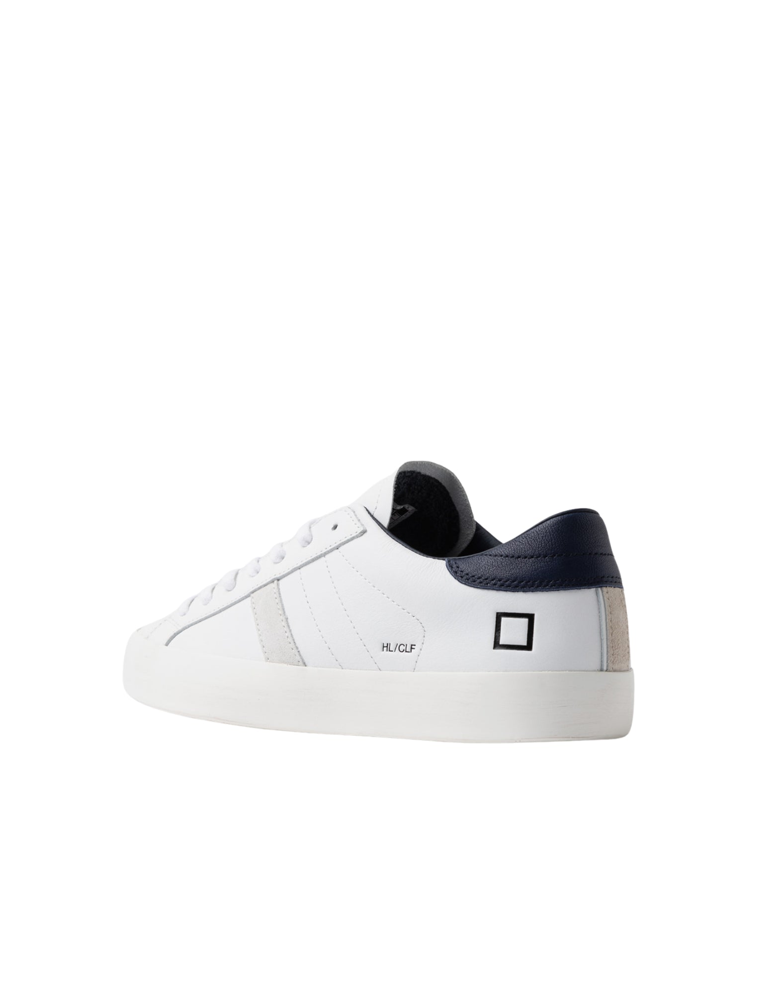 D.A.T.E. Hill Low Calf Men’s White Blue Leather Sneakers M441-HL-CA-WL