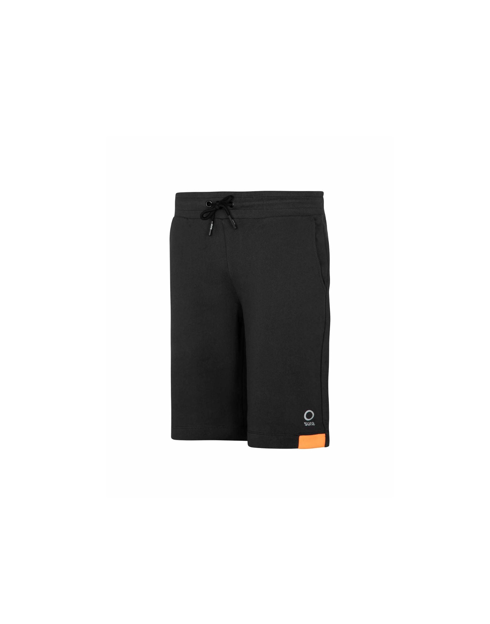 SUNS Men’s Bermuda Shorts Ale Tag Black Fleece 100% Cotton with Drawstring and Side Pockets BFS610033U V2 BLACK