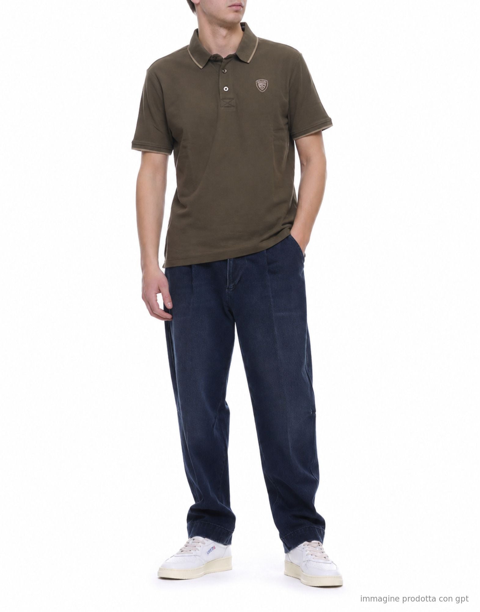 Blauer Damon Olive Green Polo Shirt with Contrast Trim 26BLUT02288-007479 60H GREEN