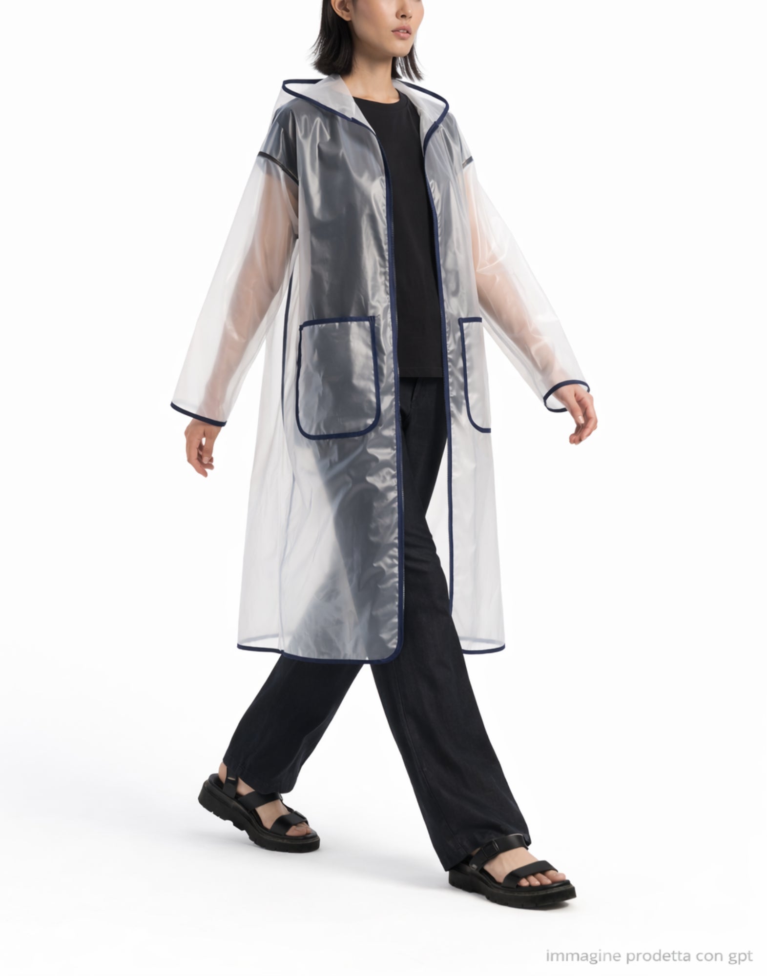 Cape Concept Middle Gomma Blue Rubberized Technical Jacket Women Italy MIDDLE GOMMA 0031-BLU