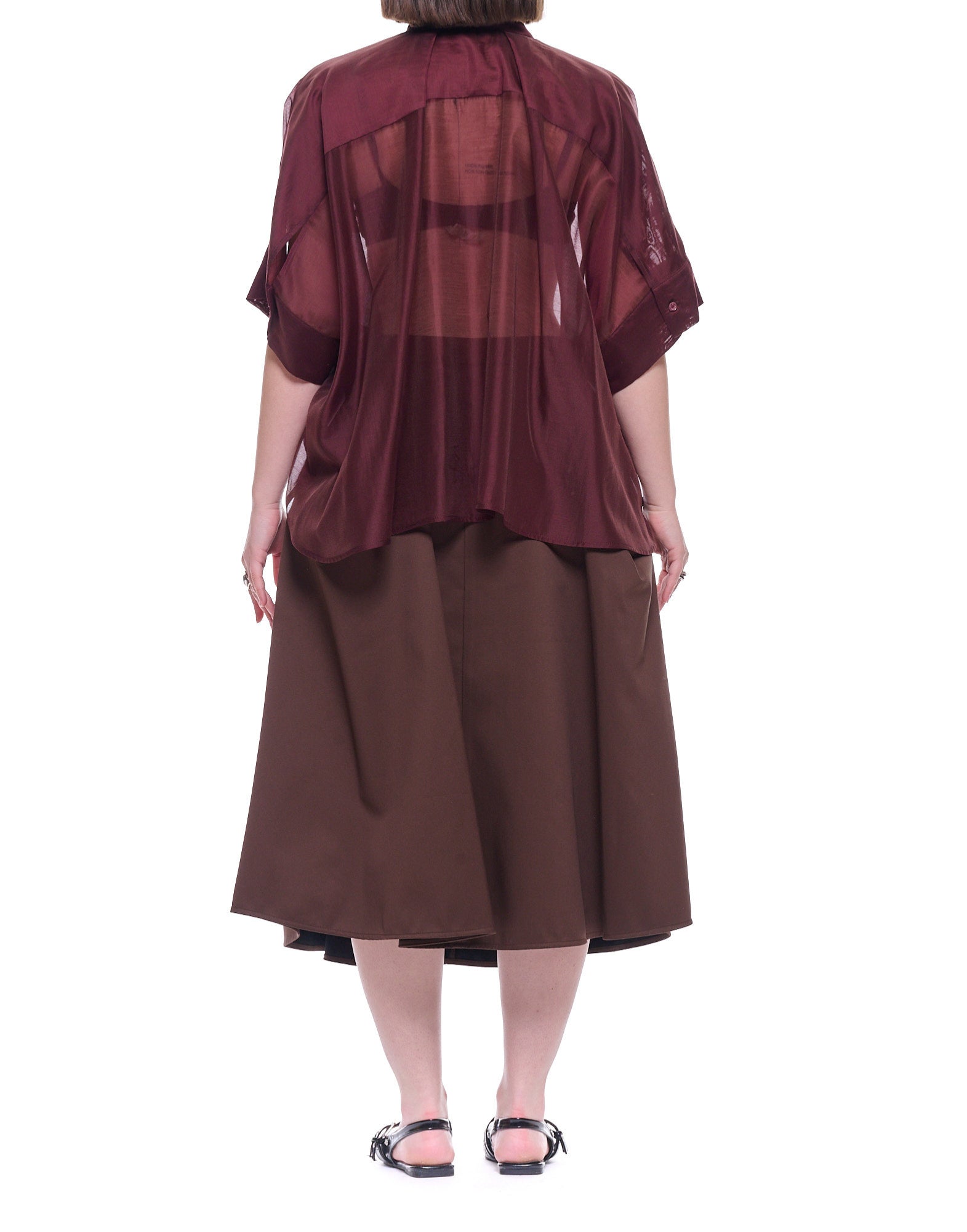 Meimeij Women’s Sangria Soft Shirt in Lyocell Blend, Tie Neck, Relaxed Fit E6/I/M6EF21 881 SANGRIA