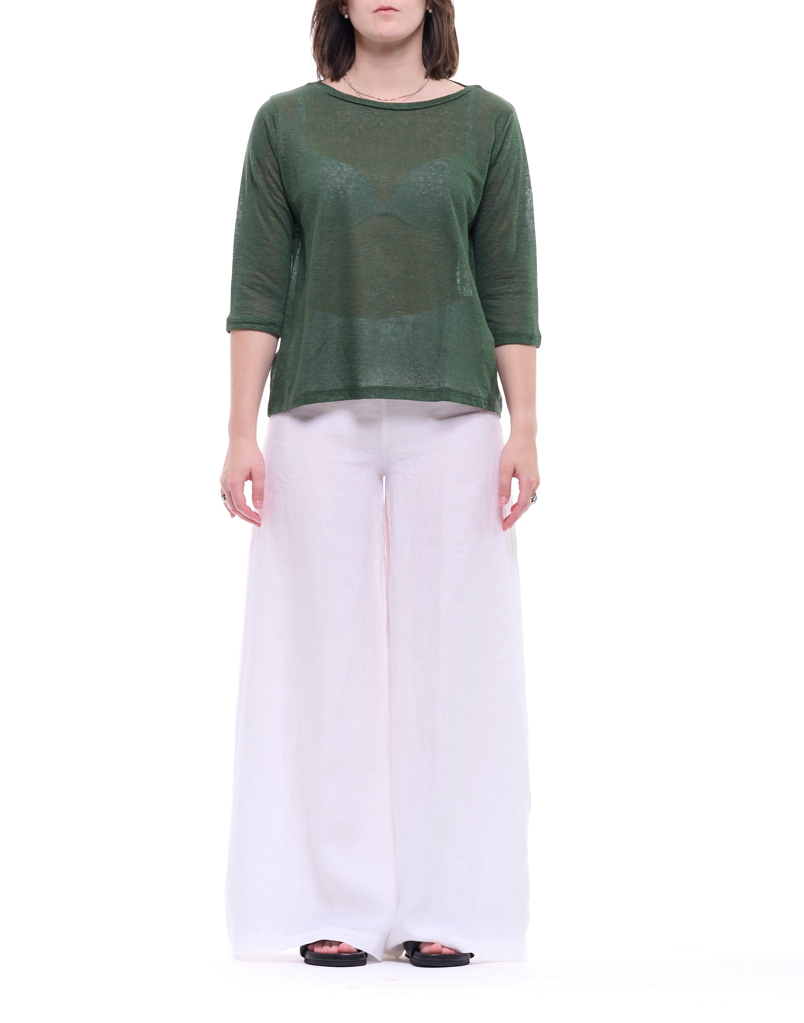 Hira Women’s White Linen Trousers W310 001
