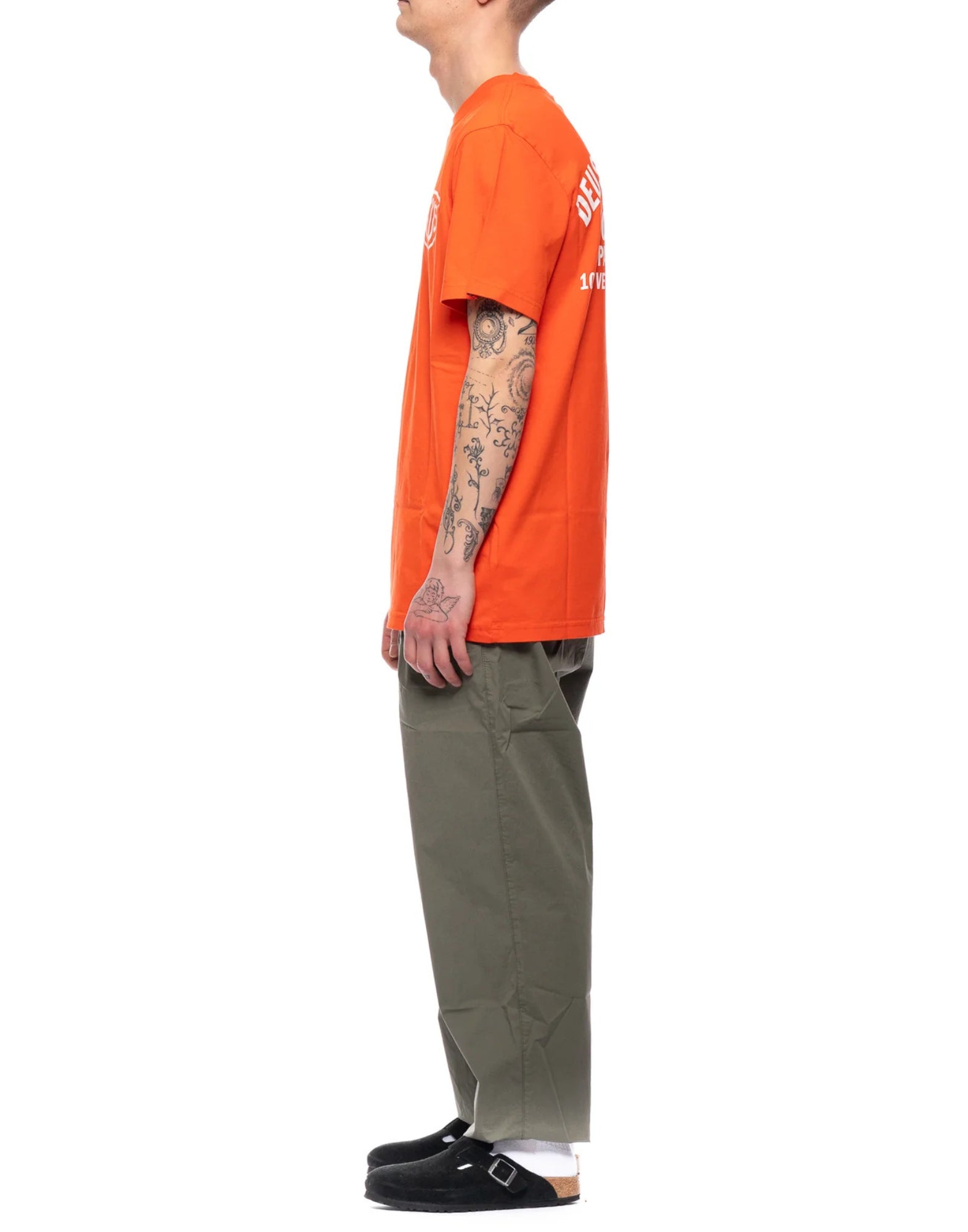 Deus ex Machina Venice Address Tee – T-shirt i överdimensionerad bomull med liten logotyp på bröstet och stort ryggtryck, orange DMW41808C VENICE TANGERINE TANGO