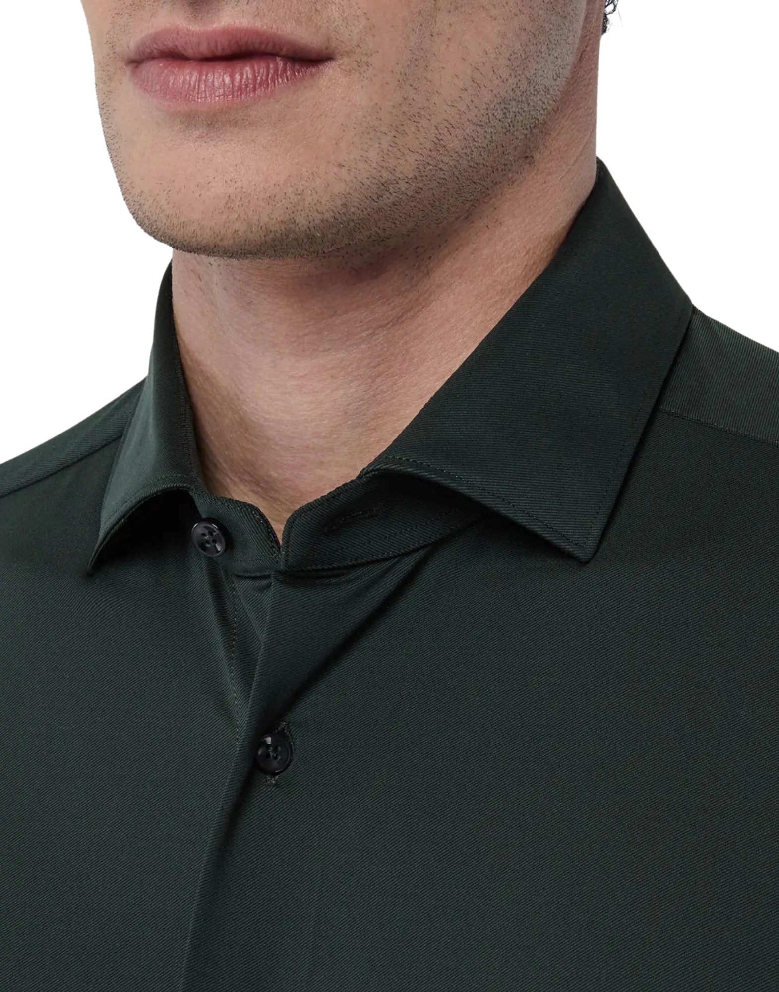 Xacus Dark Green Twill French Collar Shirt Tailor Custom Fit Men Italy ACT558ML 11460.032
