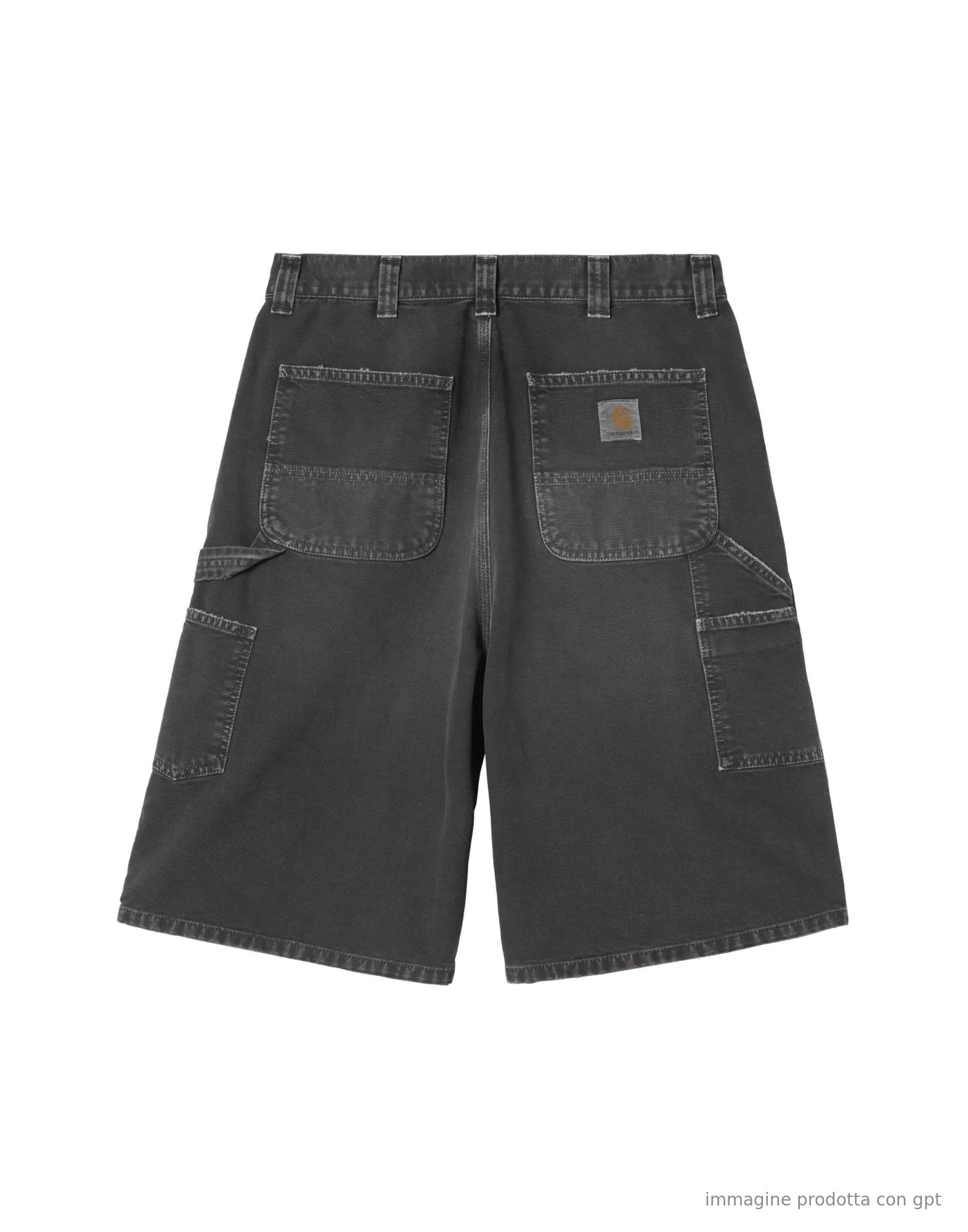 OG Double Knee Short Organic Cotton Dearborn Canvas, Black destroy wash