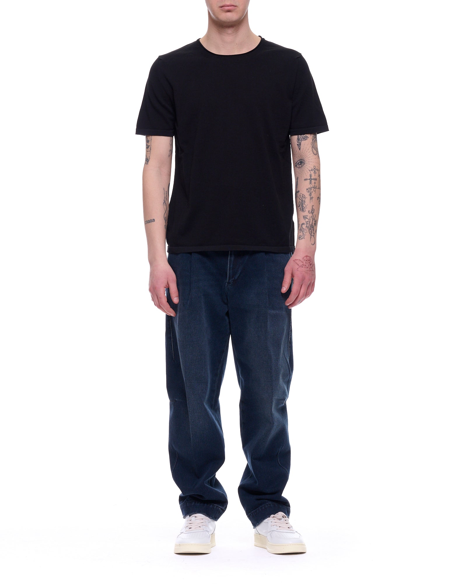 Fabrizio del Carlo Men’s Round Neck Cotton T-Shirt Black Made in Italy FF3021 CC05-52 BLACK