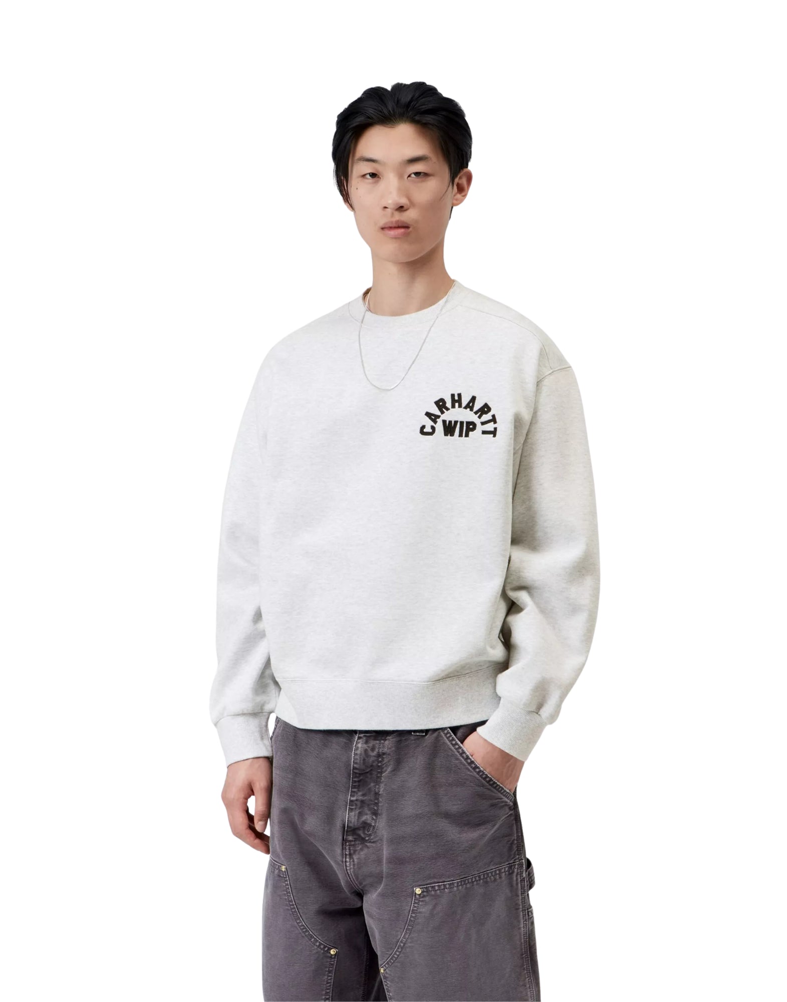 Arch Script Sweat Ash Heather / Dark Navy stone washed