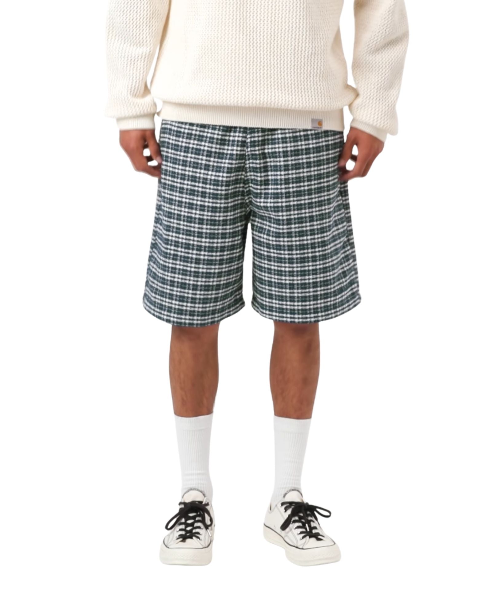 Carhartt WIP Kander Short Textured Cotton Check Blue River Men’s I036196 3JQXX03 BLUE SQUARED