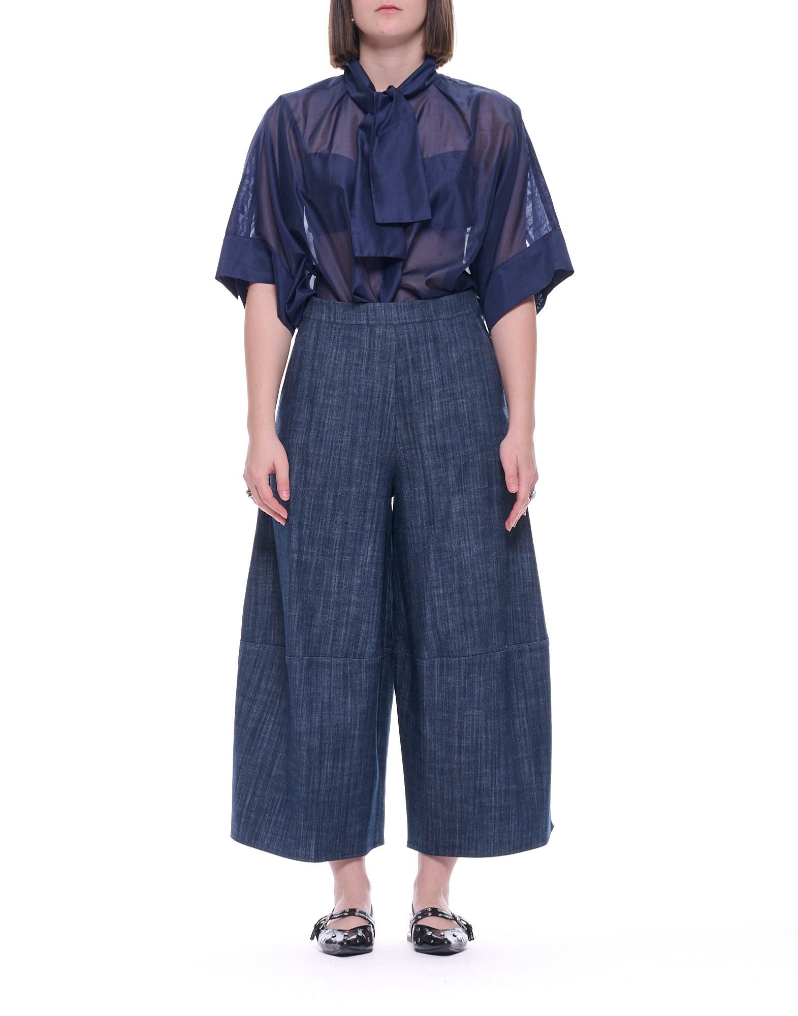 Pantalón cropped azul Hira para mujer Made in Italy W341 005