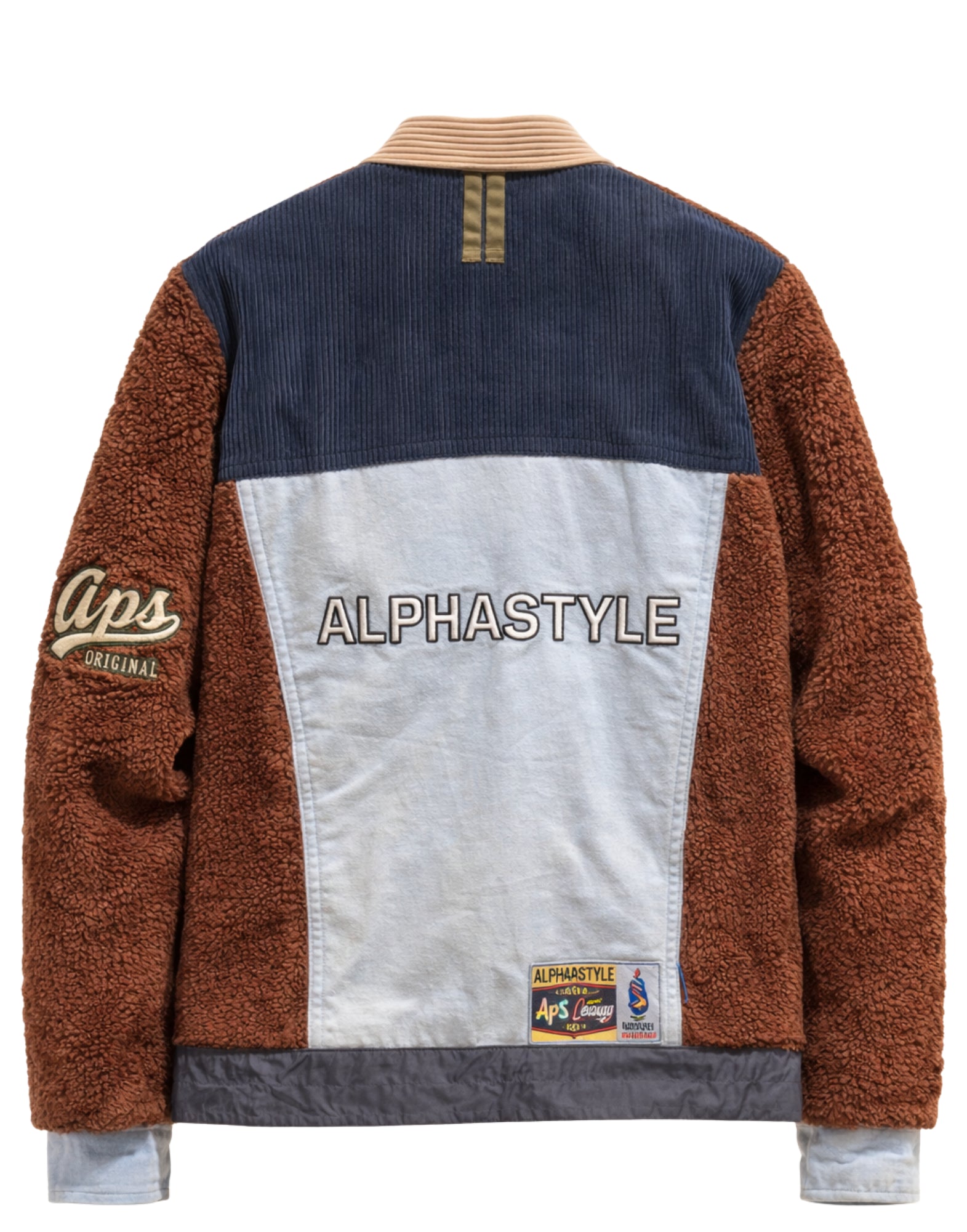 Veste patchwork pour hommes Alpha Style APS College en bleu et marron 3004 BLU MARRONE