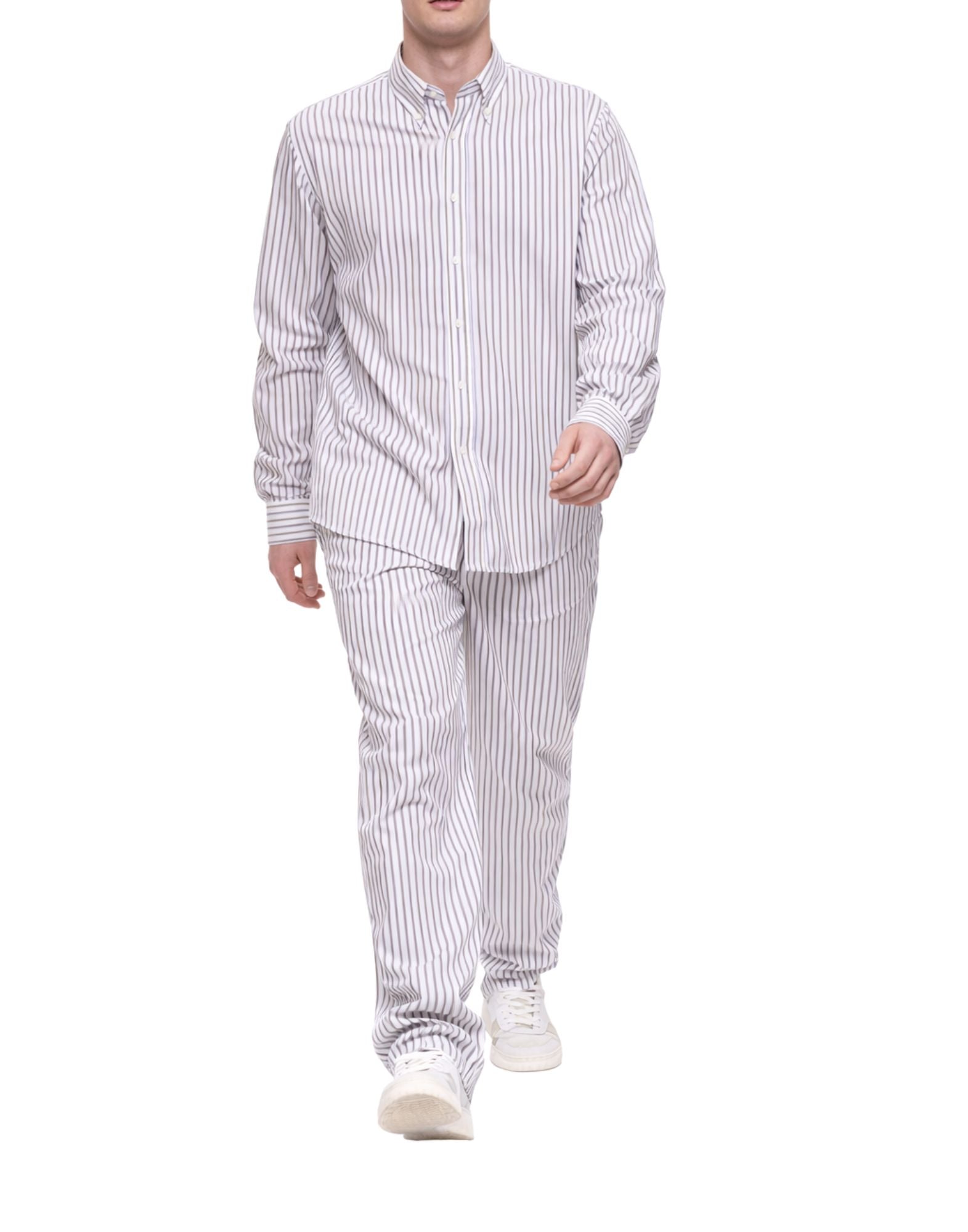 Cellar Door Sage Men’s Striped Cotton Shirt Multicolor Regular Fit Made in Italy 150616 C319 101 SAGE