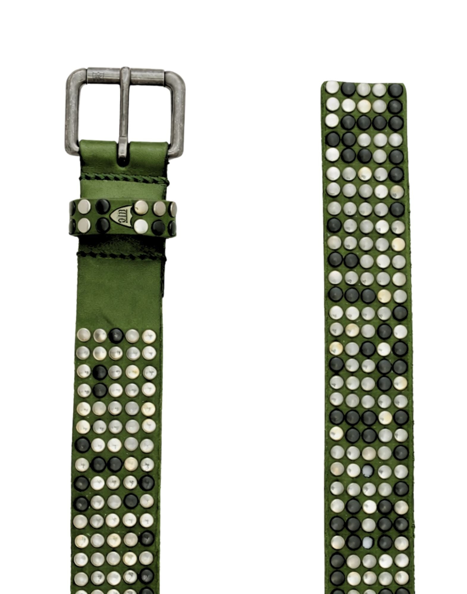 Hollywood Trading Company 5.000 Studs Color Belt olive leather studded belt Made in Italy unisex 26SHTCI036 OLIVE