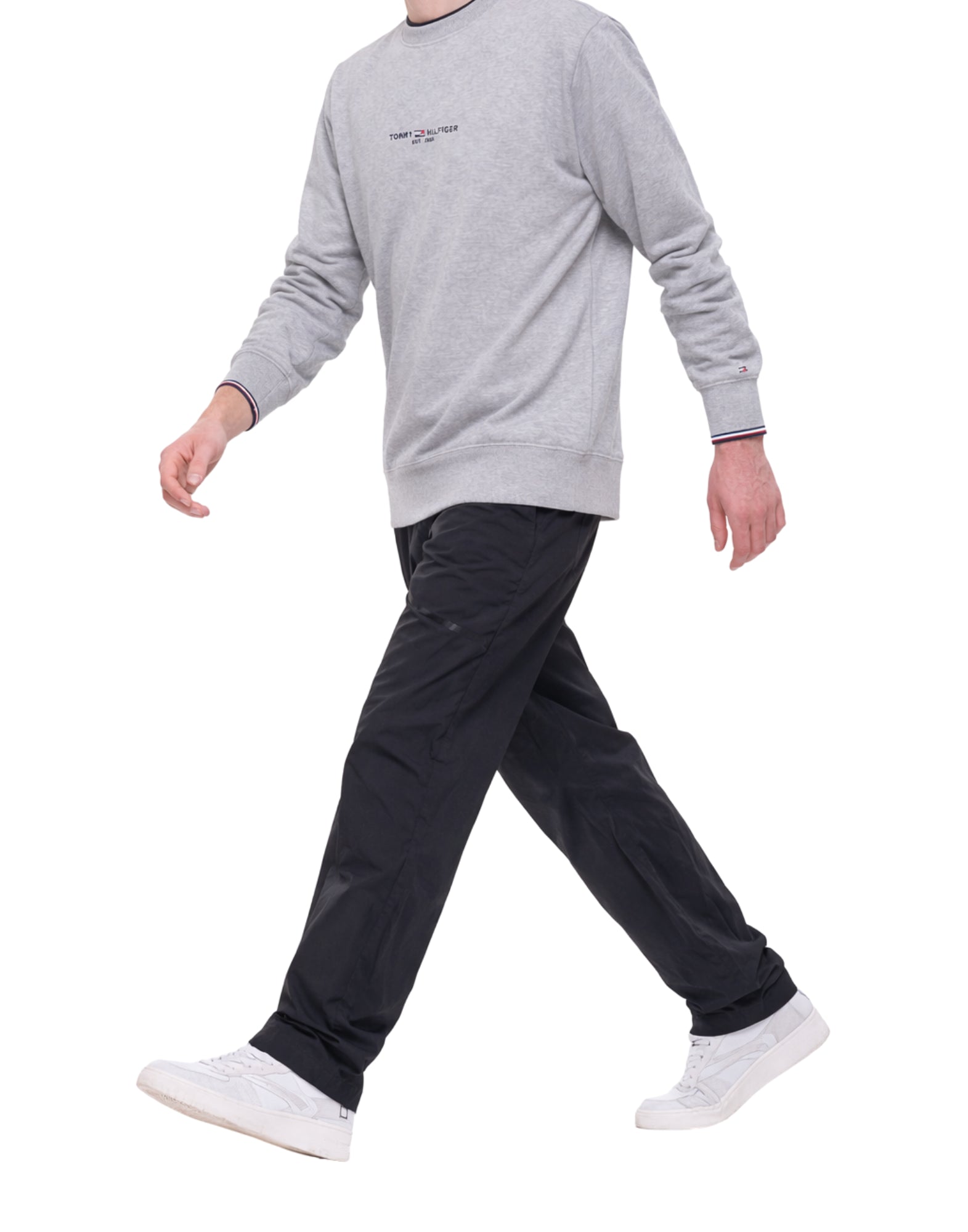 Tommy Hilfiger Men’s Crewneck Cotton Sweatshirt Light Grey 33639 P01 GREY LOGO TIPPED SWEATER