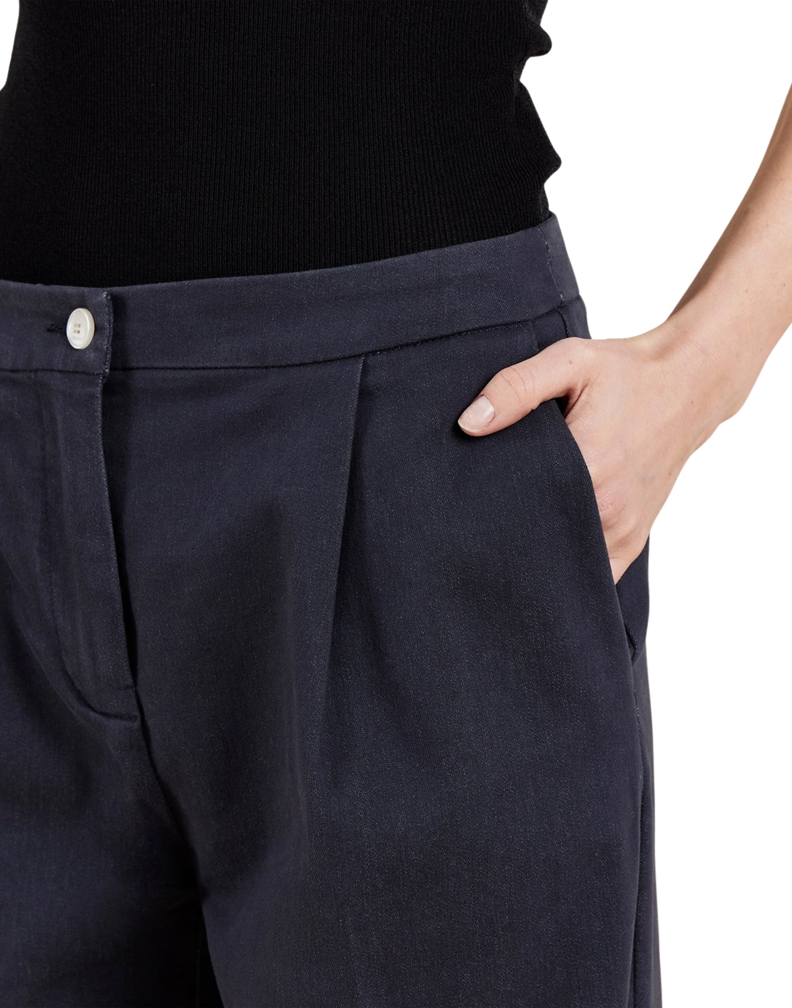 CRUNA Blue Cora Cotton Gabardine Pants Women Made in Italy CORA 2405 NOTTE