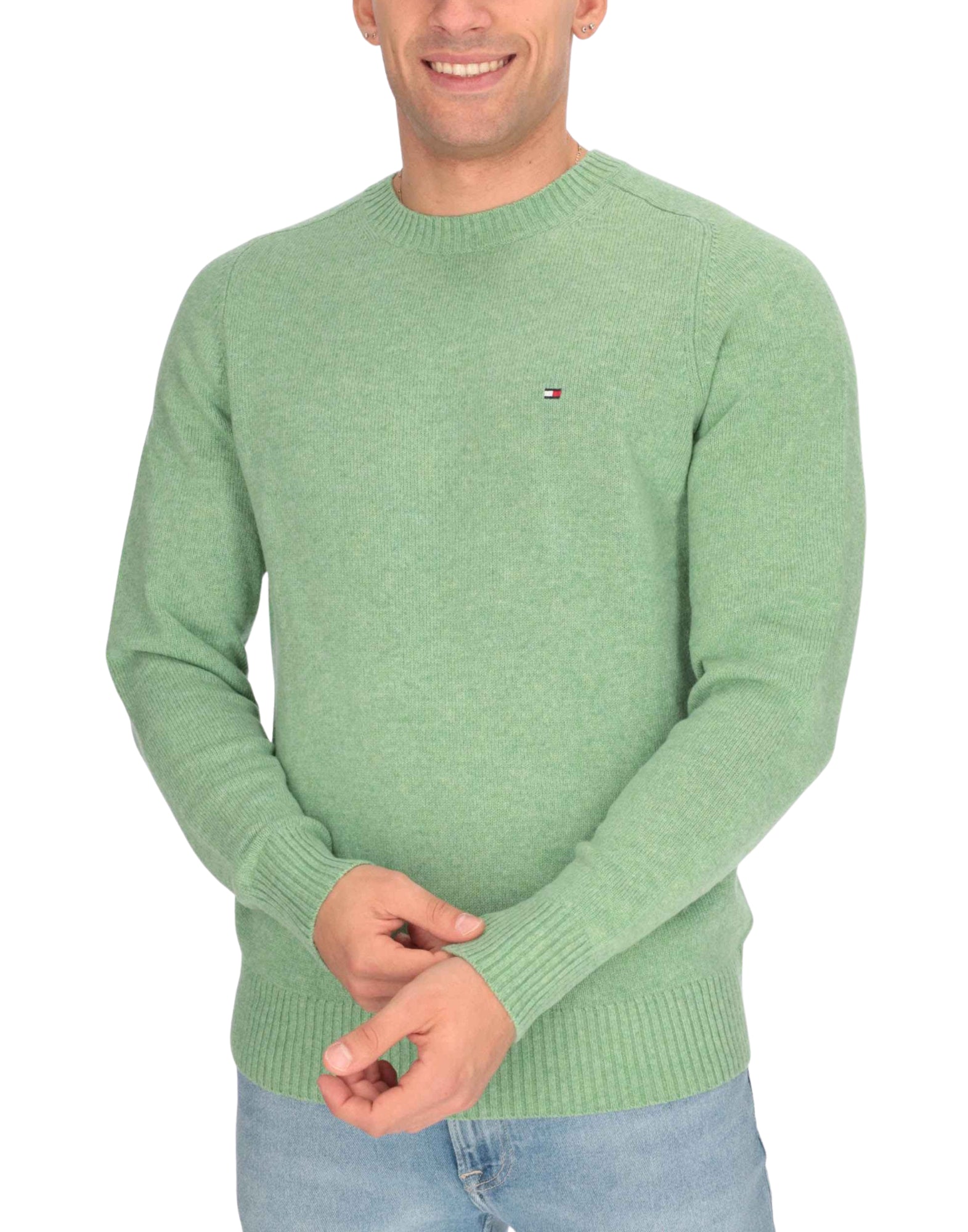 36535 MQ9 GREEN LAMBSWOOL SWEATER - Maglieria - TOMMY HILFIGER