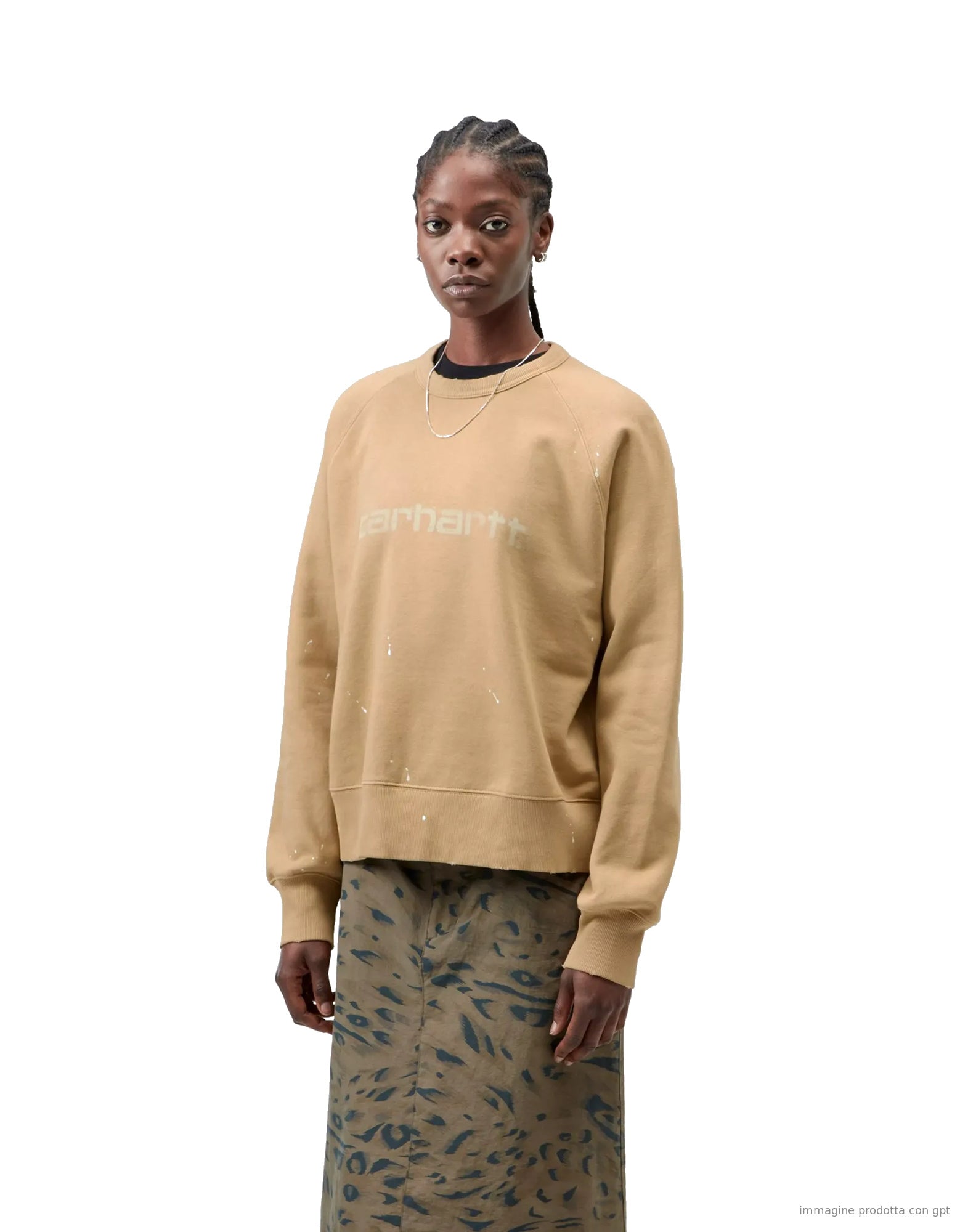 W' Painter Sweat Cotton Sweat Dusty H Brown destroy wash, splatter